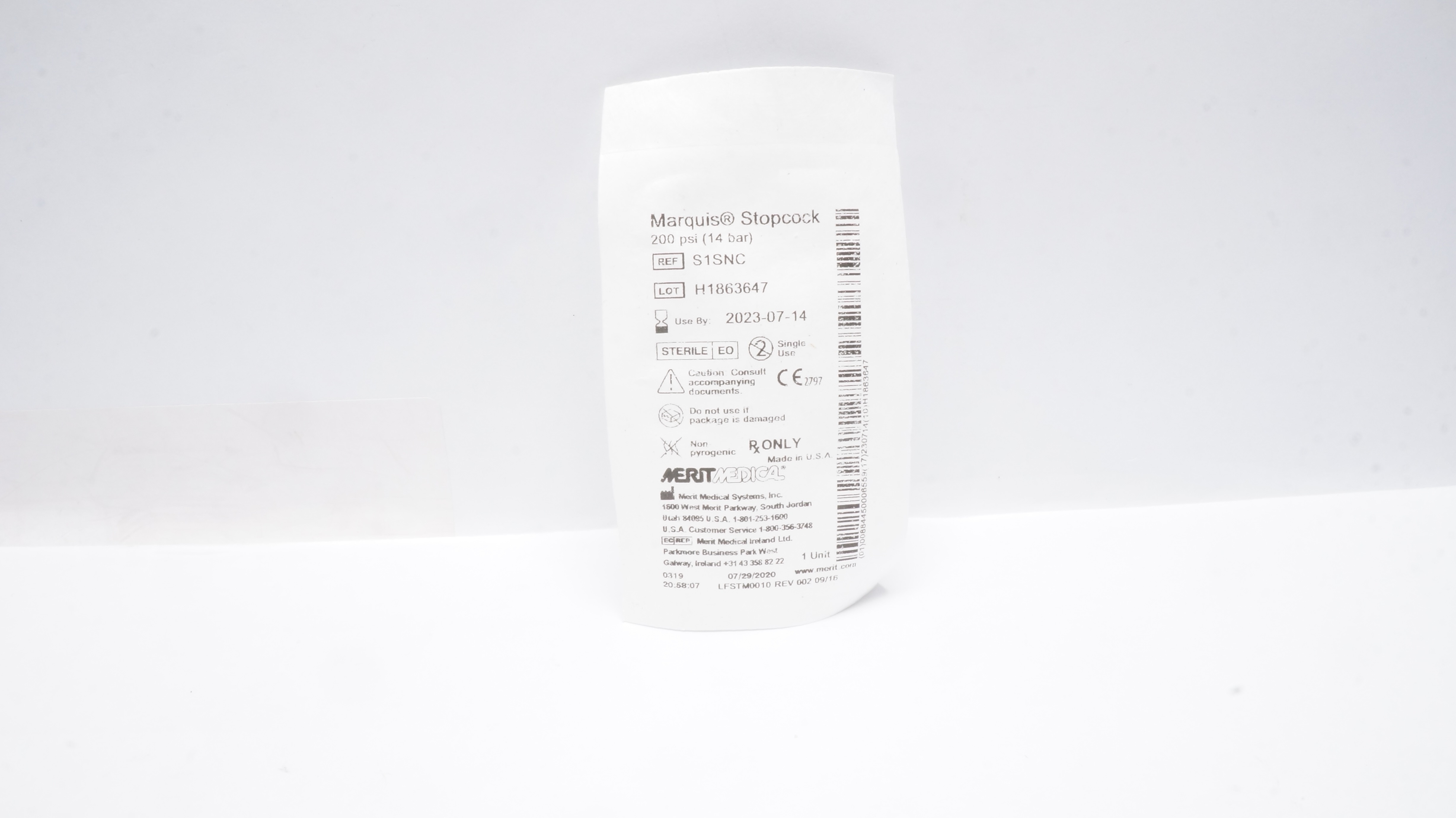 Merit Medical S1SNC Marquis Stopcock 200psi (14bar) (x)