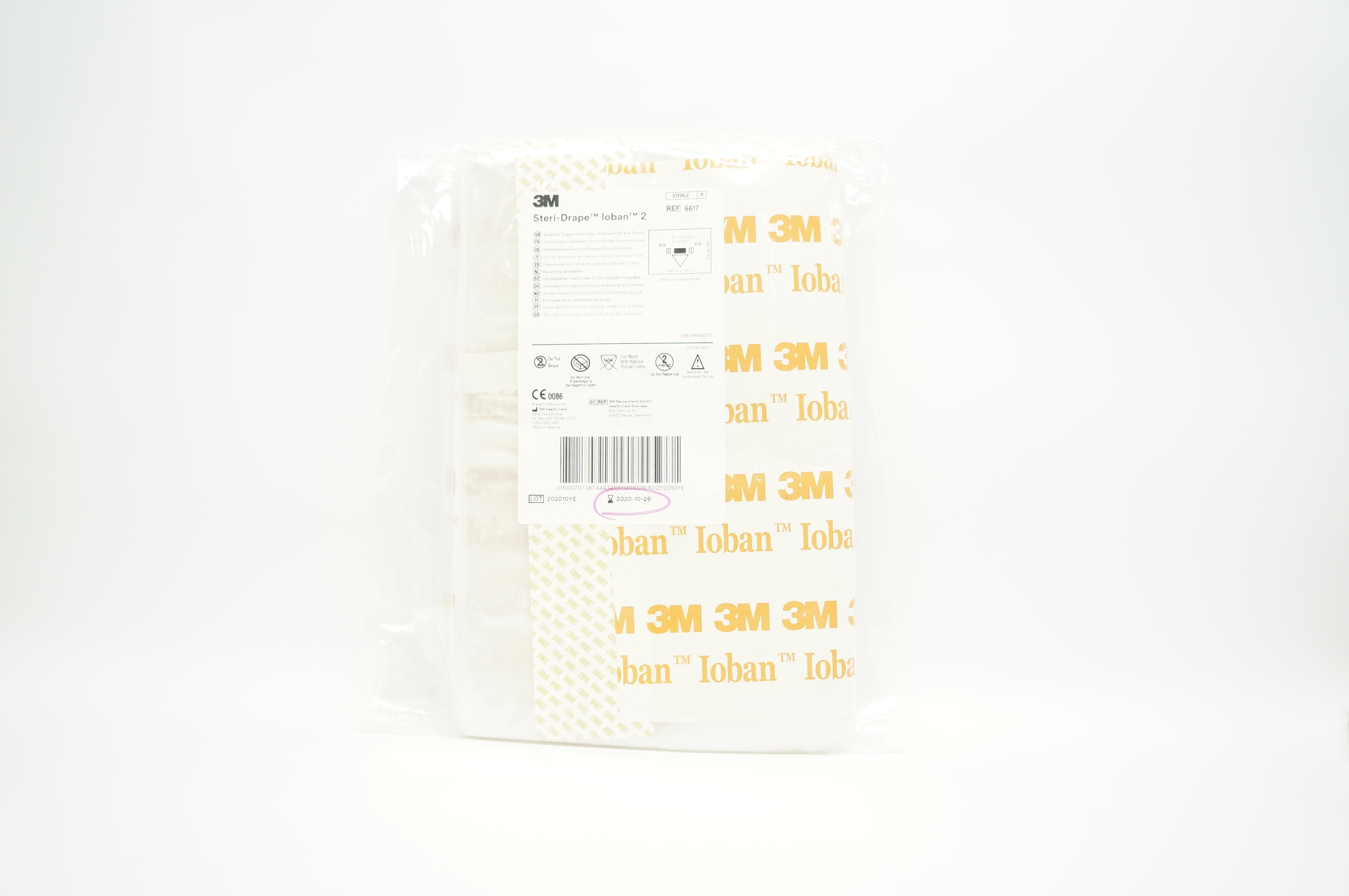 3M 6617 Steri-Drape Isolation Drape w/Loban 2 Incise Film&Pouch 19 x 9.37inch(x)