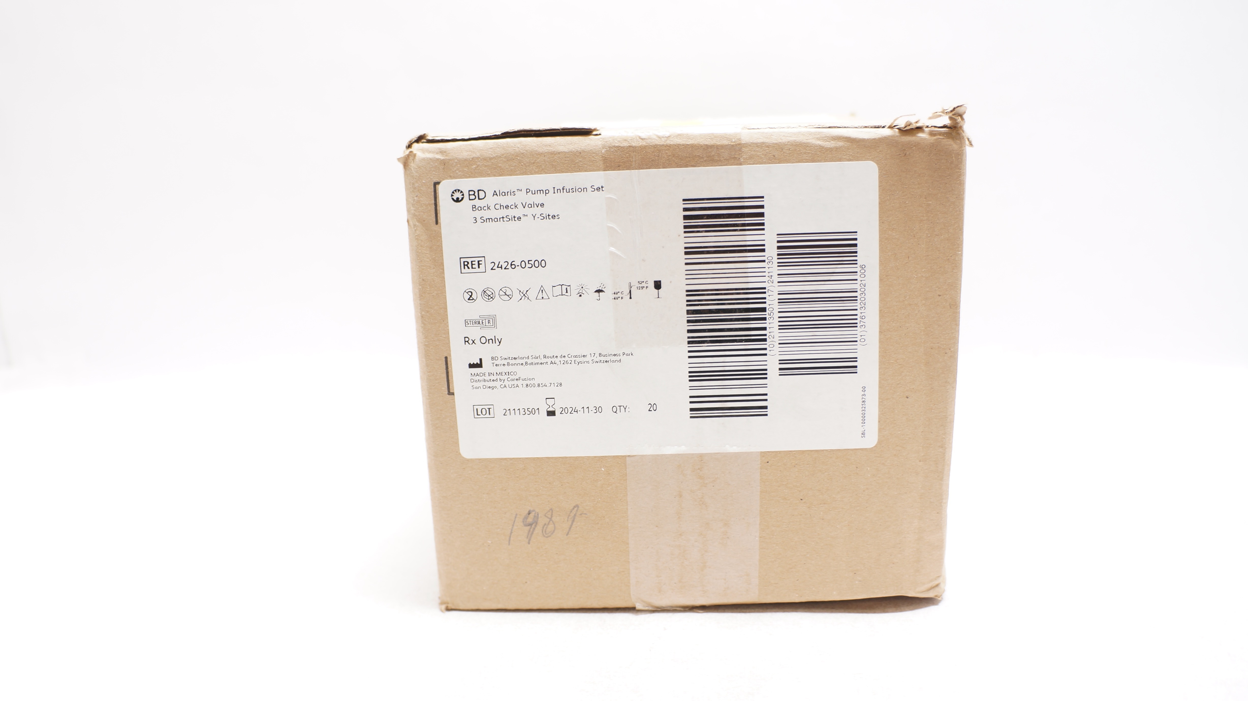BD 2426-0500 Alaris Pump Infusion Set ≈26mL x 126inch - Case of 20