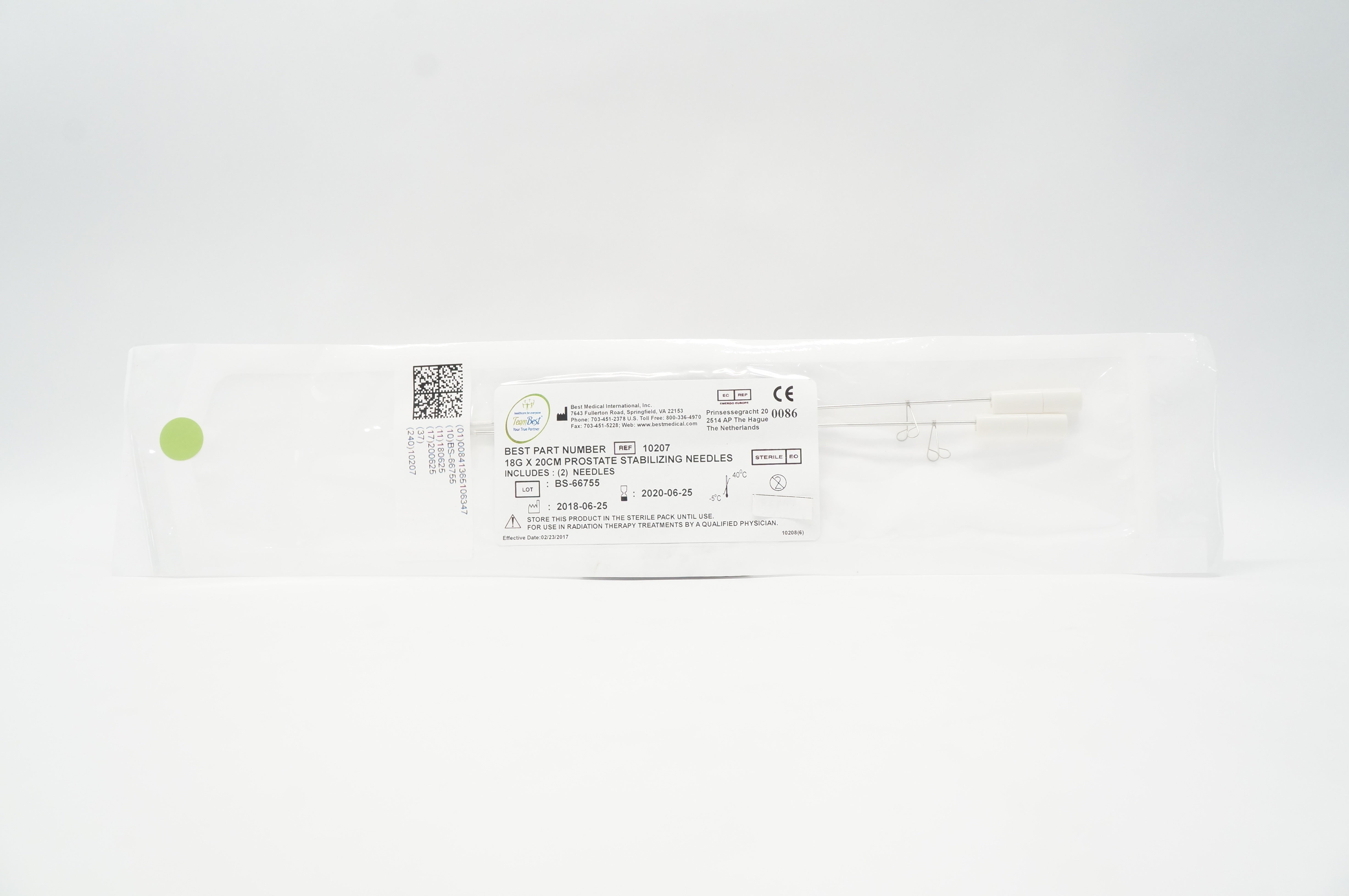 Best Medical 10207 18Gx20cm Prostate Stabilizing Needles Includes - Pack of 2(x)