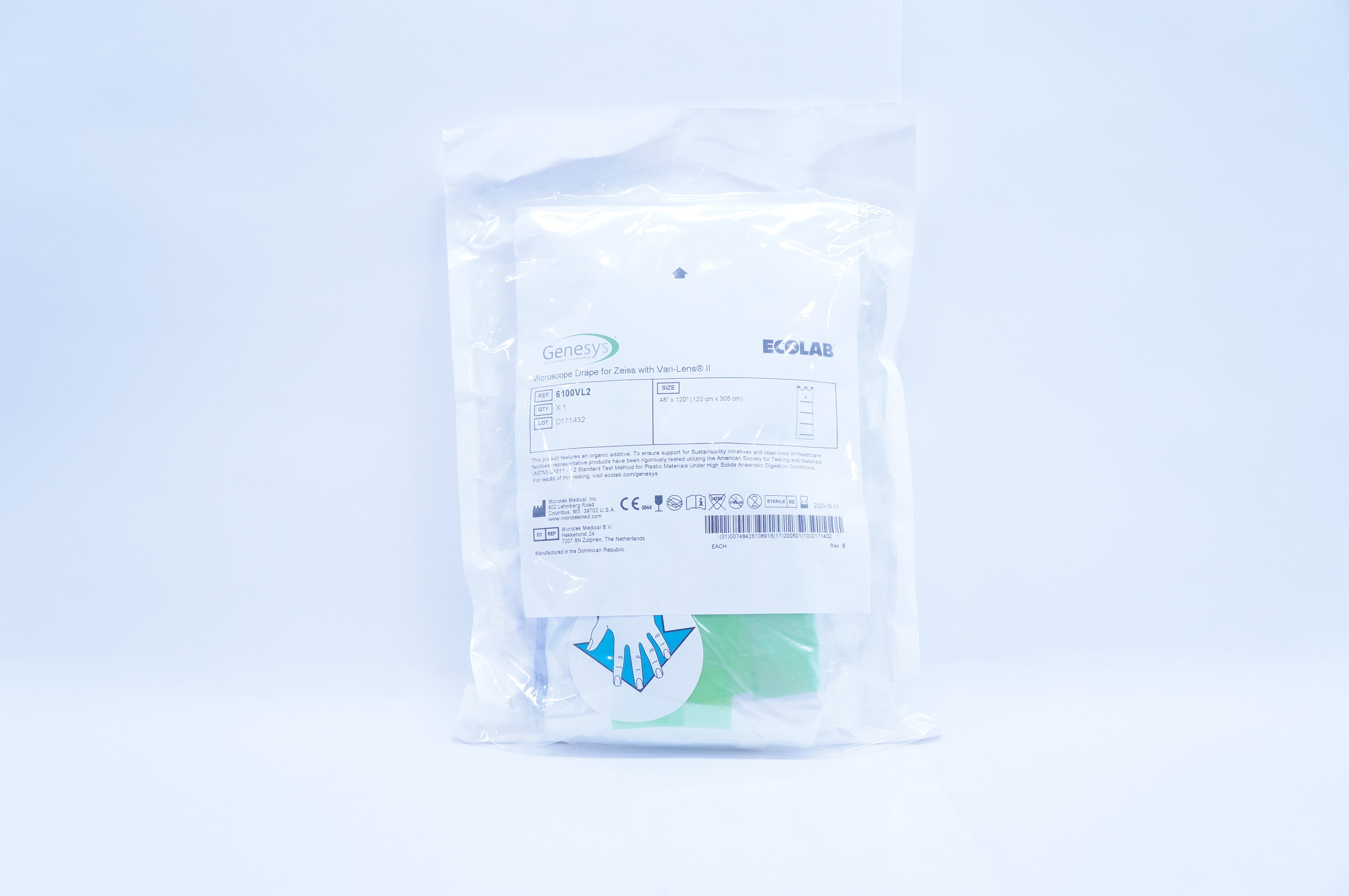 Microtek 6100VL2 Microscope Drape For Zeiss with Vari-Lens 48 x 120 inch (x)
