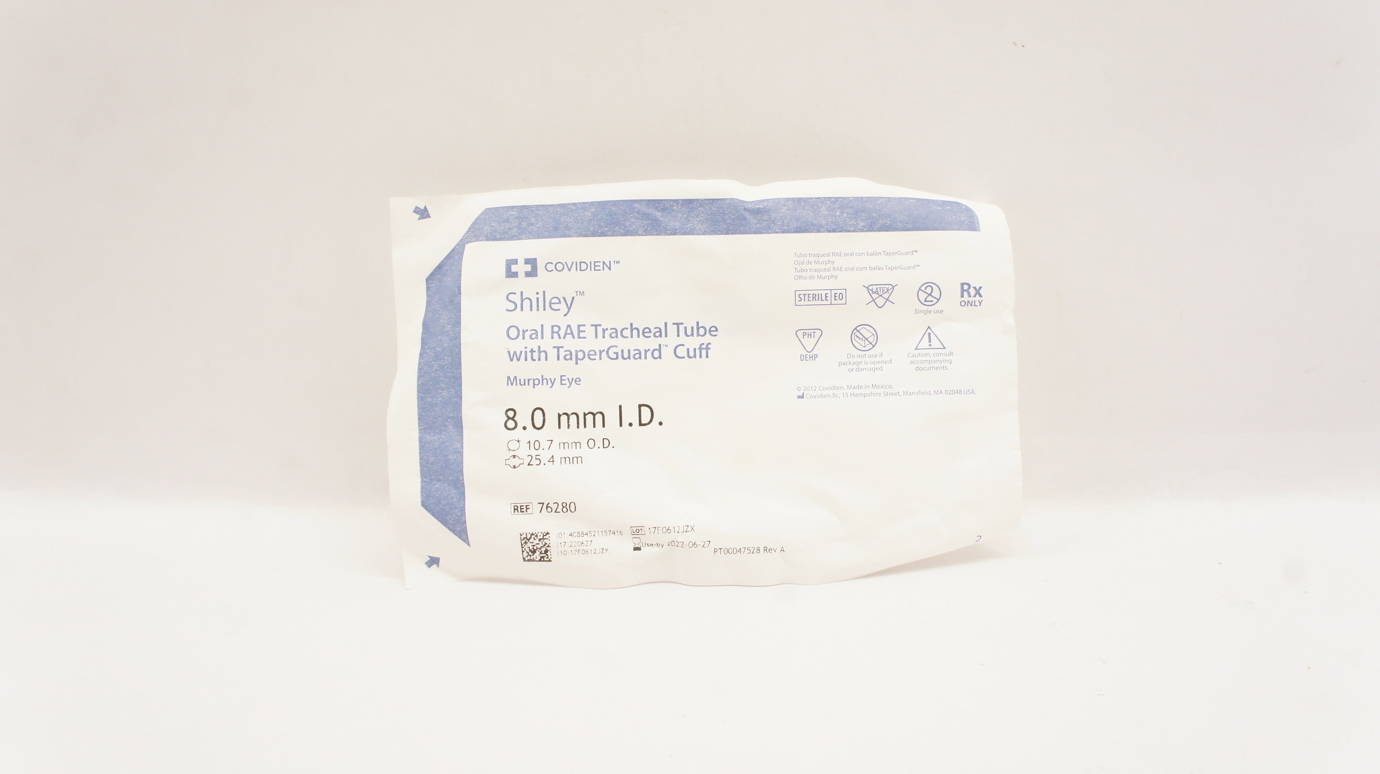 Covidien 76280 Shiley Oral RAE Tracheal Tube 8.0mm ID 10.7 OD (x)