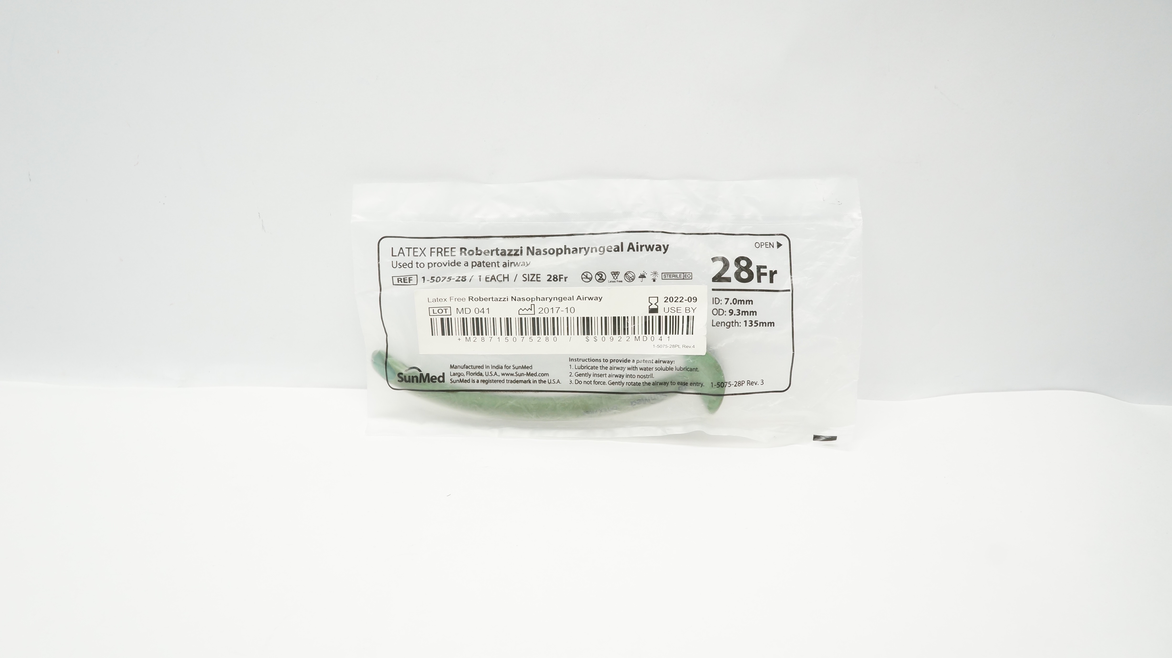 SunMed 1-5075-28 Robertazzi Nasopharyngeal Airway 28Fr (x)