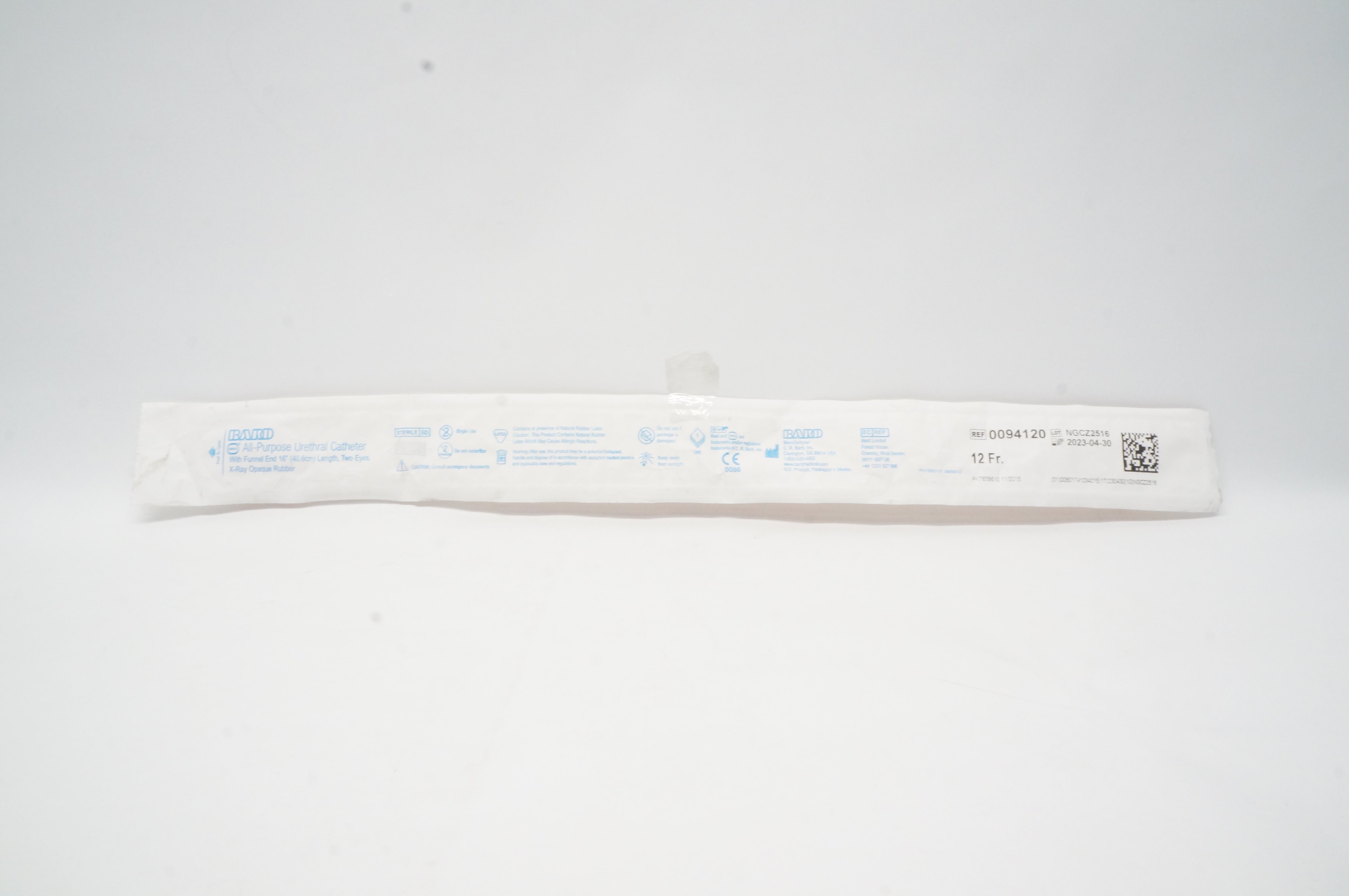Bard 0094120 Davol All-Purpose Urethral Cath. 12Fr x 16 inch Funnel End