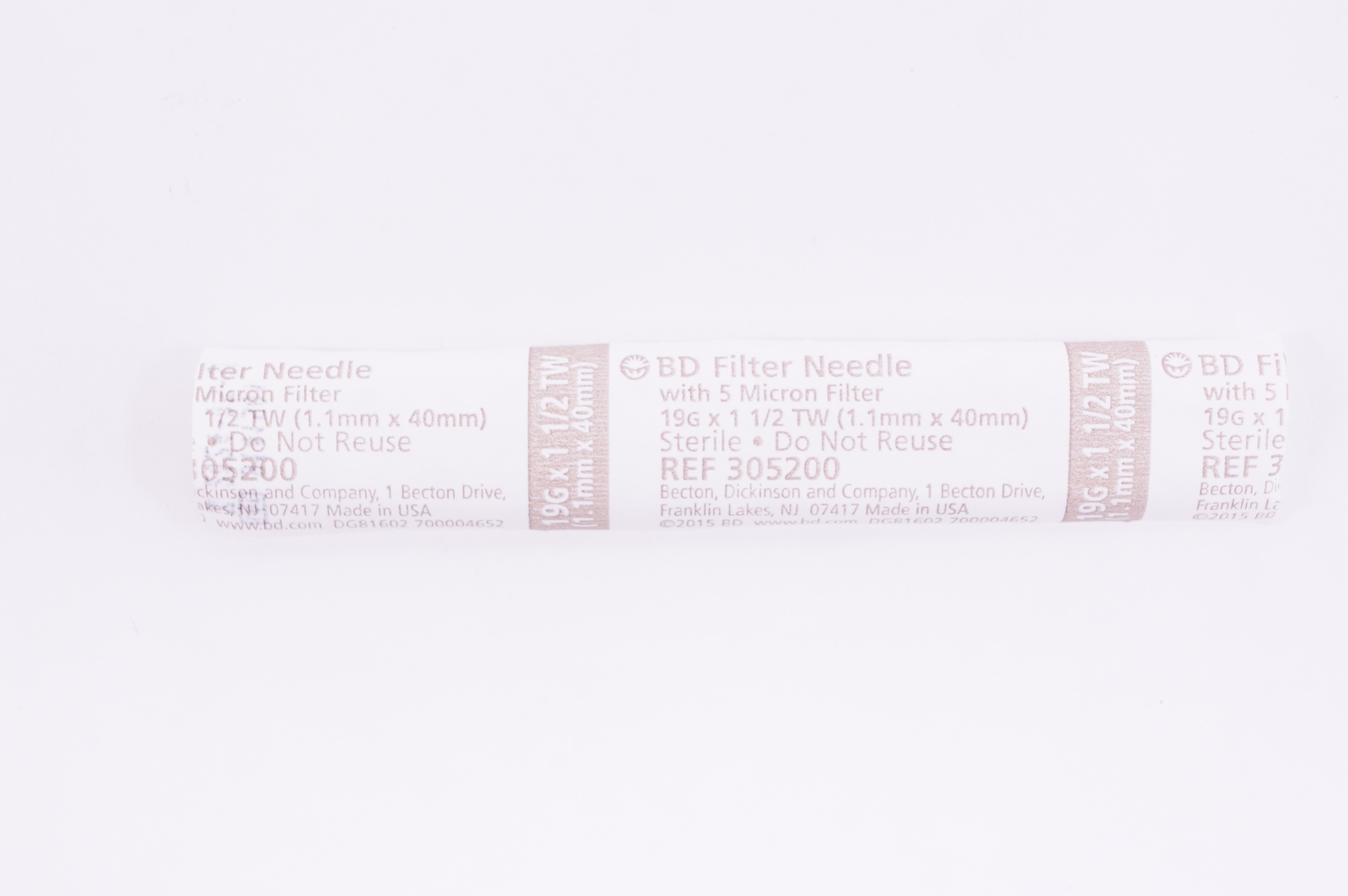 BD 305200 Becton Filter Ndle. W/5 Micron Filter 19G x 1-1/2TW (x)
