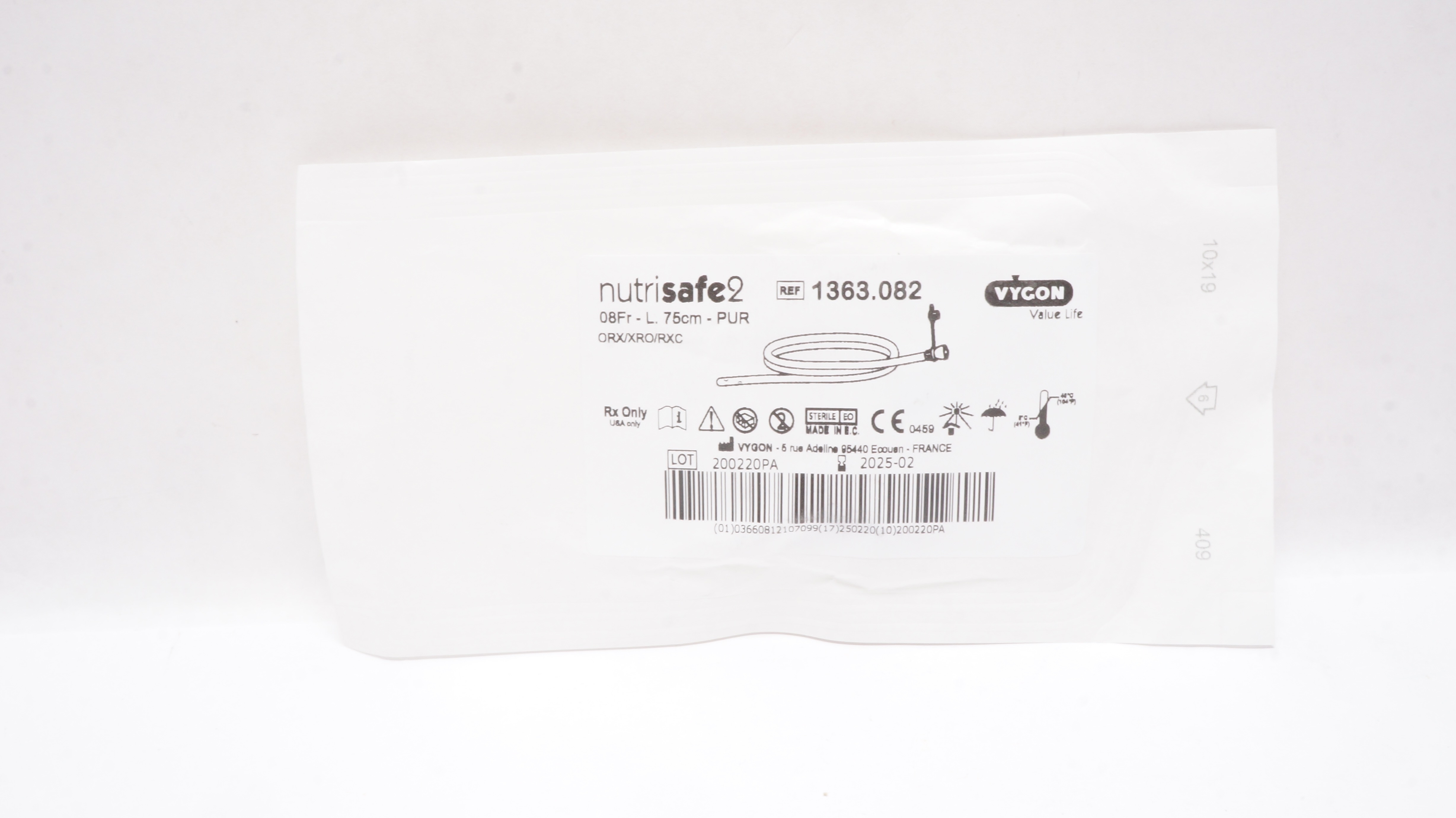 Vygon 1363.082 NutriSafe 2 Feeding Tube 08Fr - L.75cm