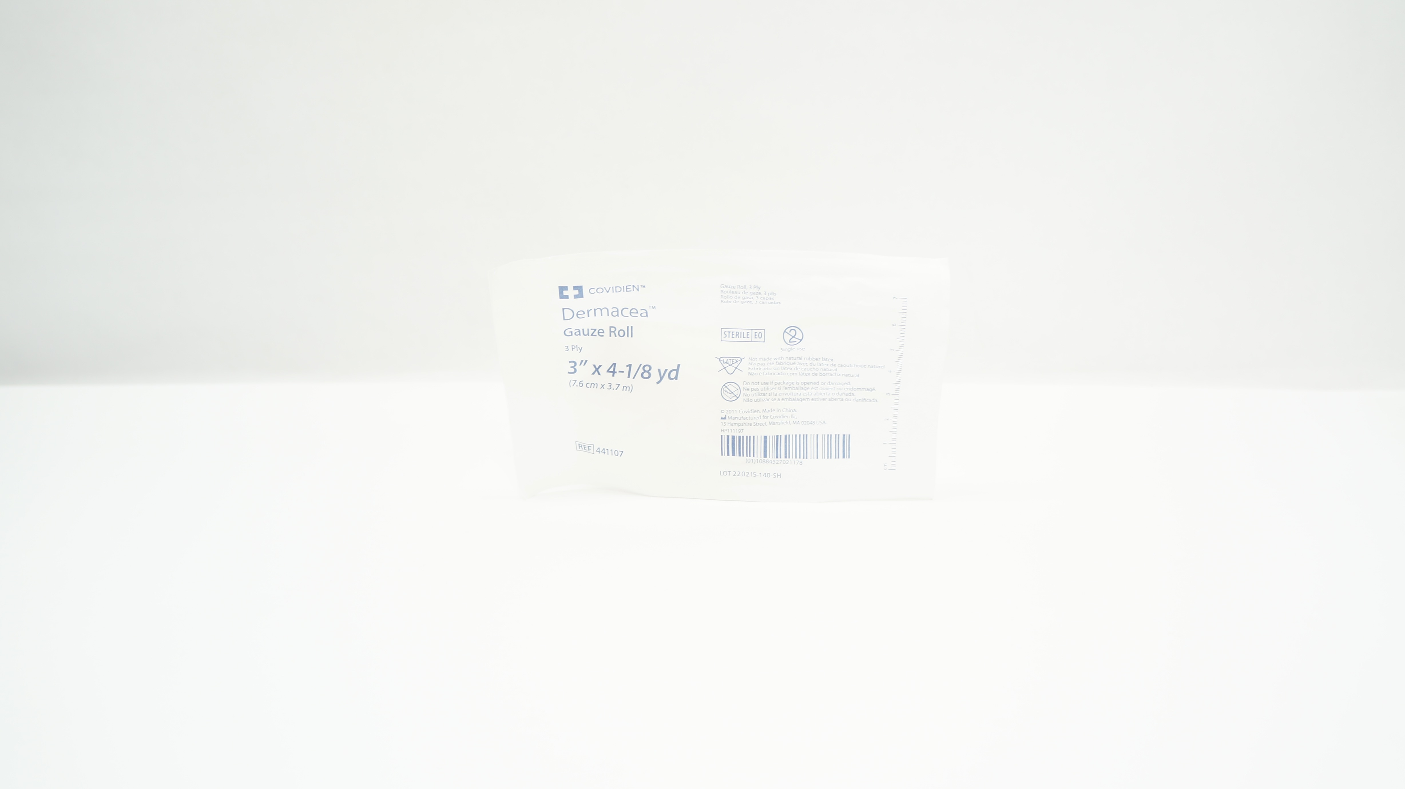 Covidien 441107 Dermacea Gauze Roll 3Ply 3inch x 4-1/8yd