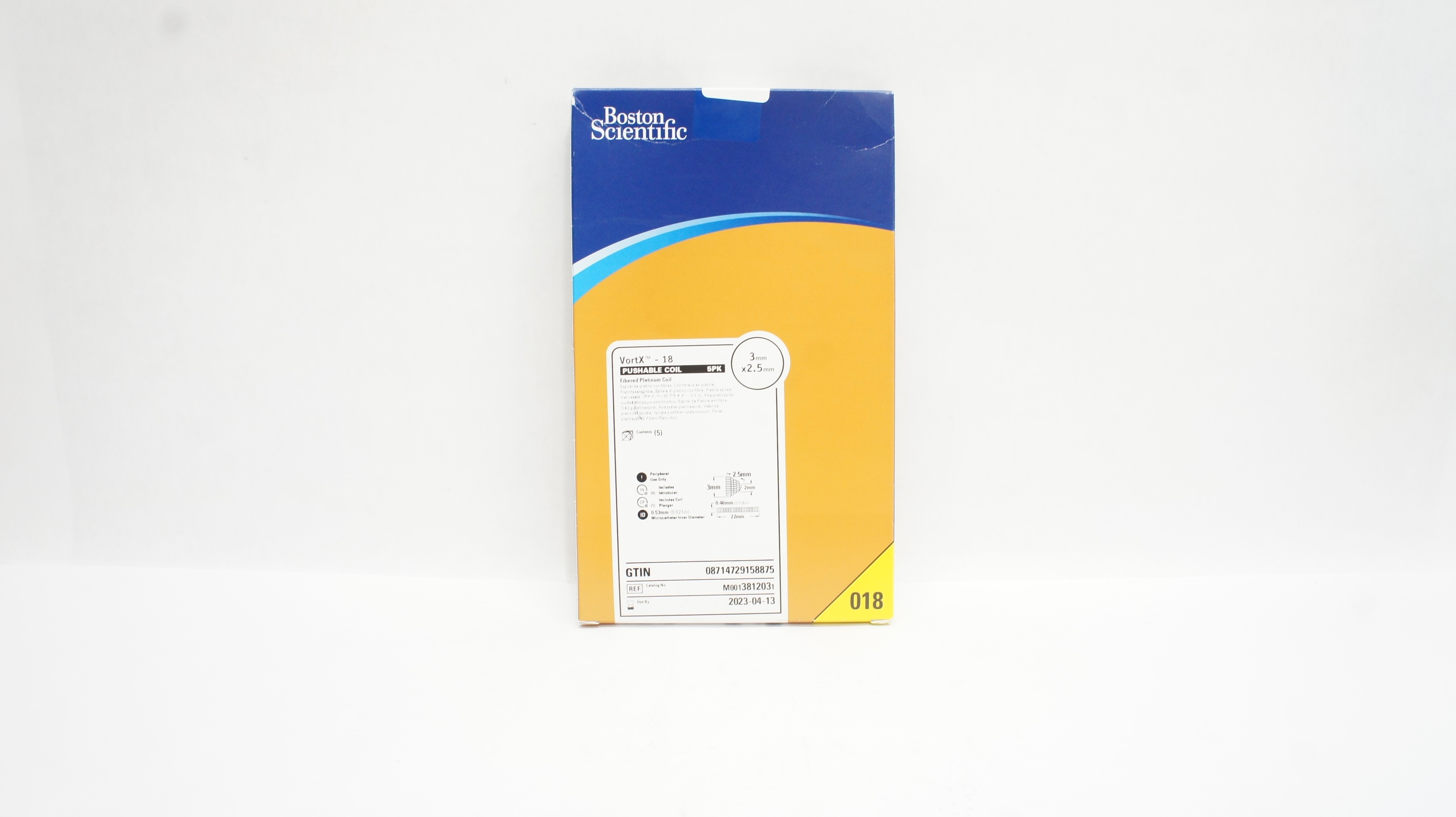Boston Scientific M0013812031 VortX-18 Fibered Platinum Coil 3mm x 2.5mm (x)