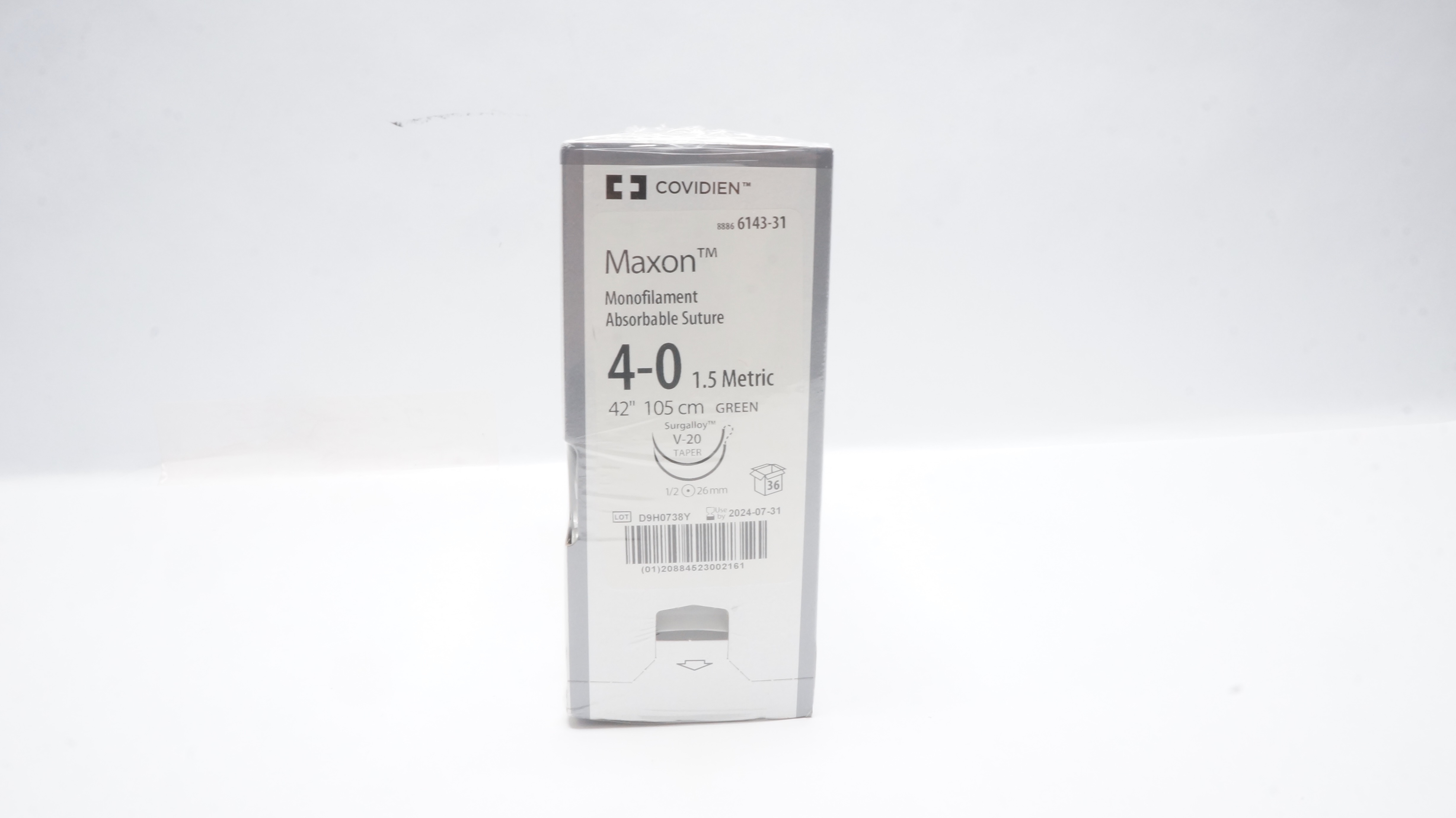 Covidien 6143-31 4-0 Maxon Stre V-20 Taper 1/2 26mm, 42inch (x) - Box of 36