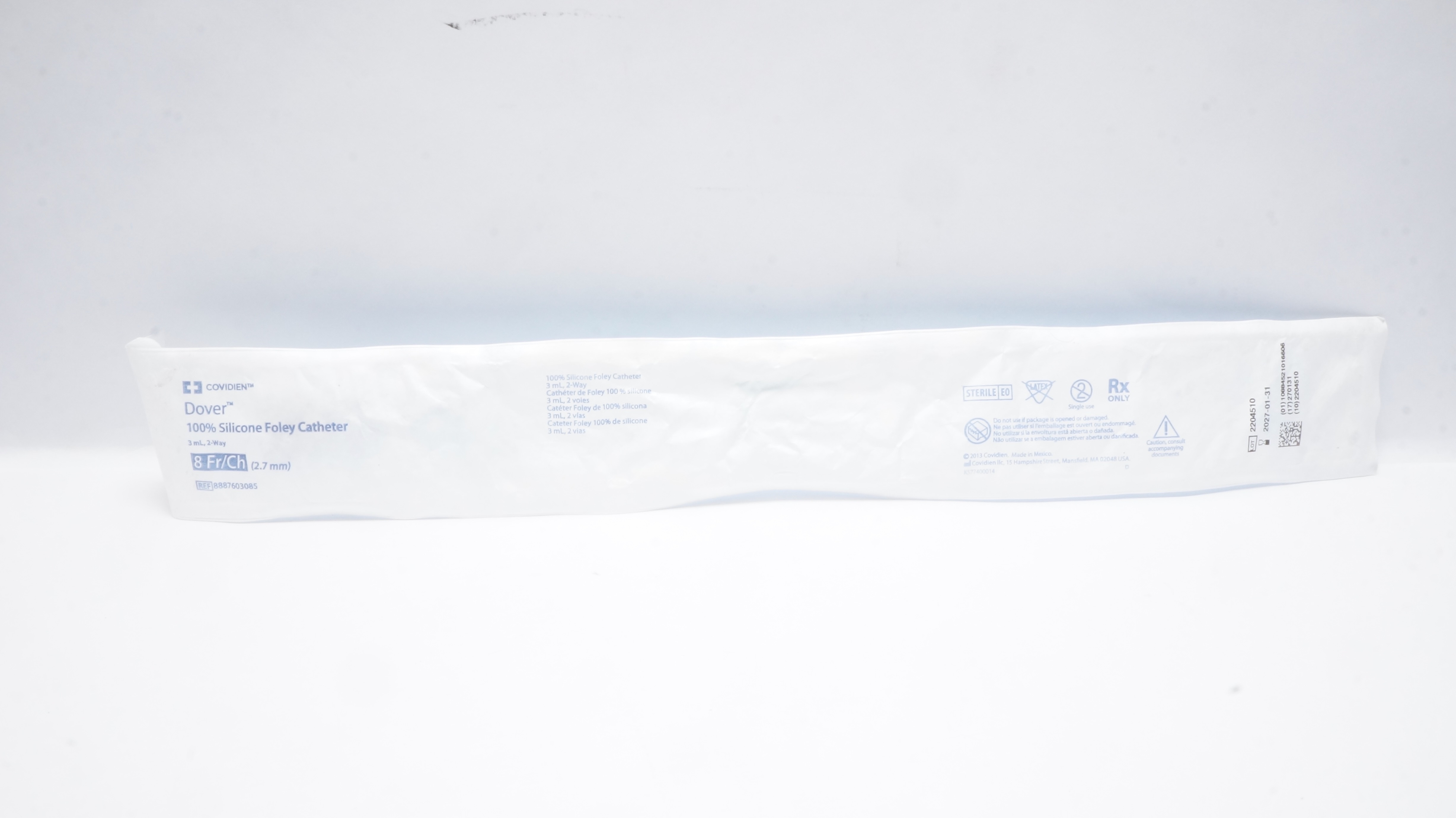 Covidien 8887603085 Dover 100% Silicone Foley Cath. 3ml.,2-way 8Fr/Ch