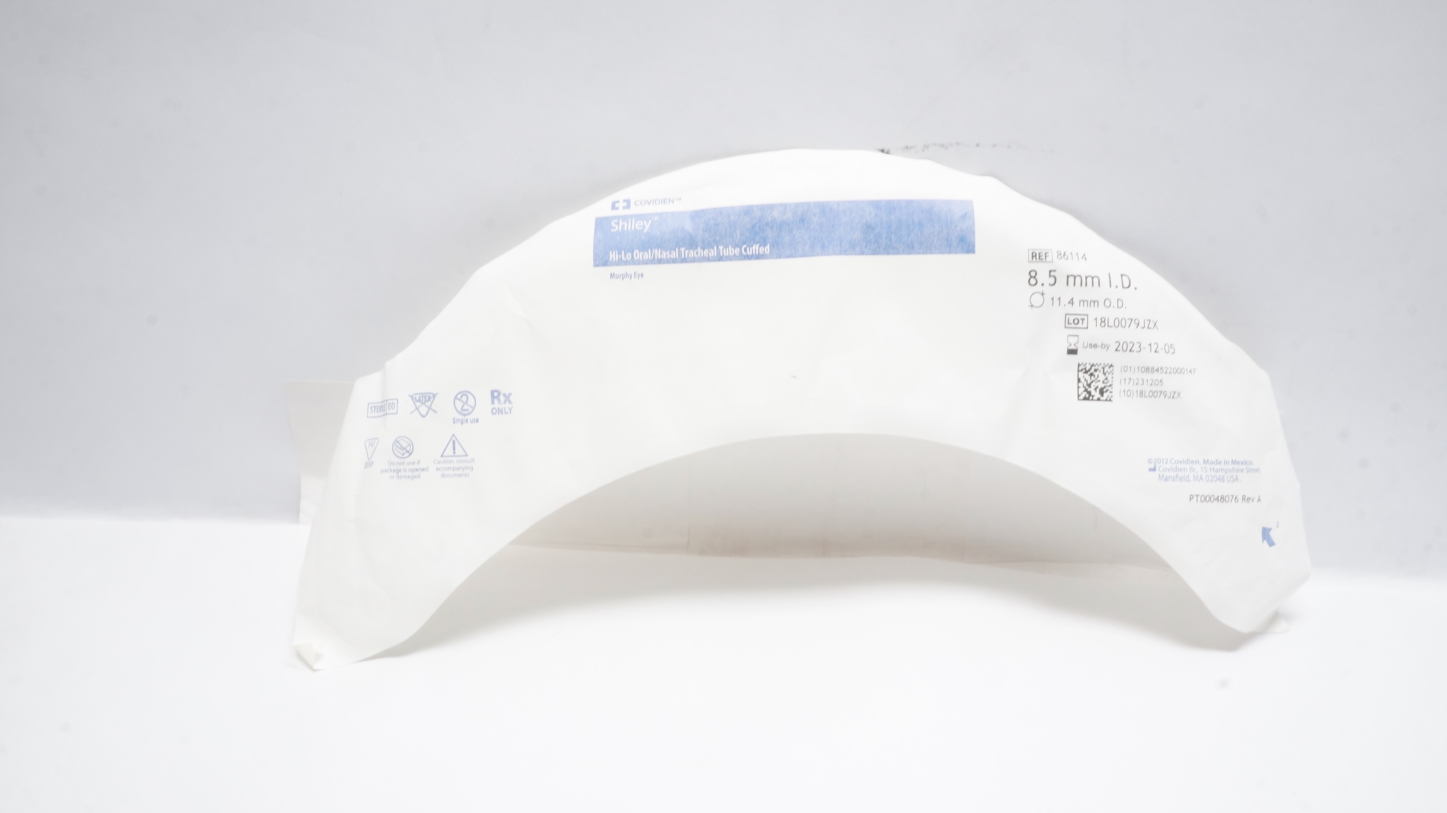Covidien 86114 Shiley Hi-Lo Oral/Nasal Tracheal Tube Cuffed 8.5ID x 11.4mm OD(x)