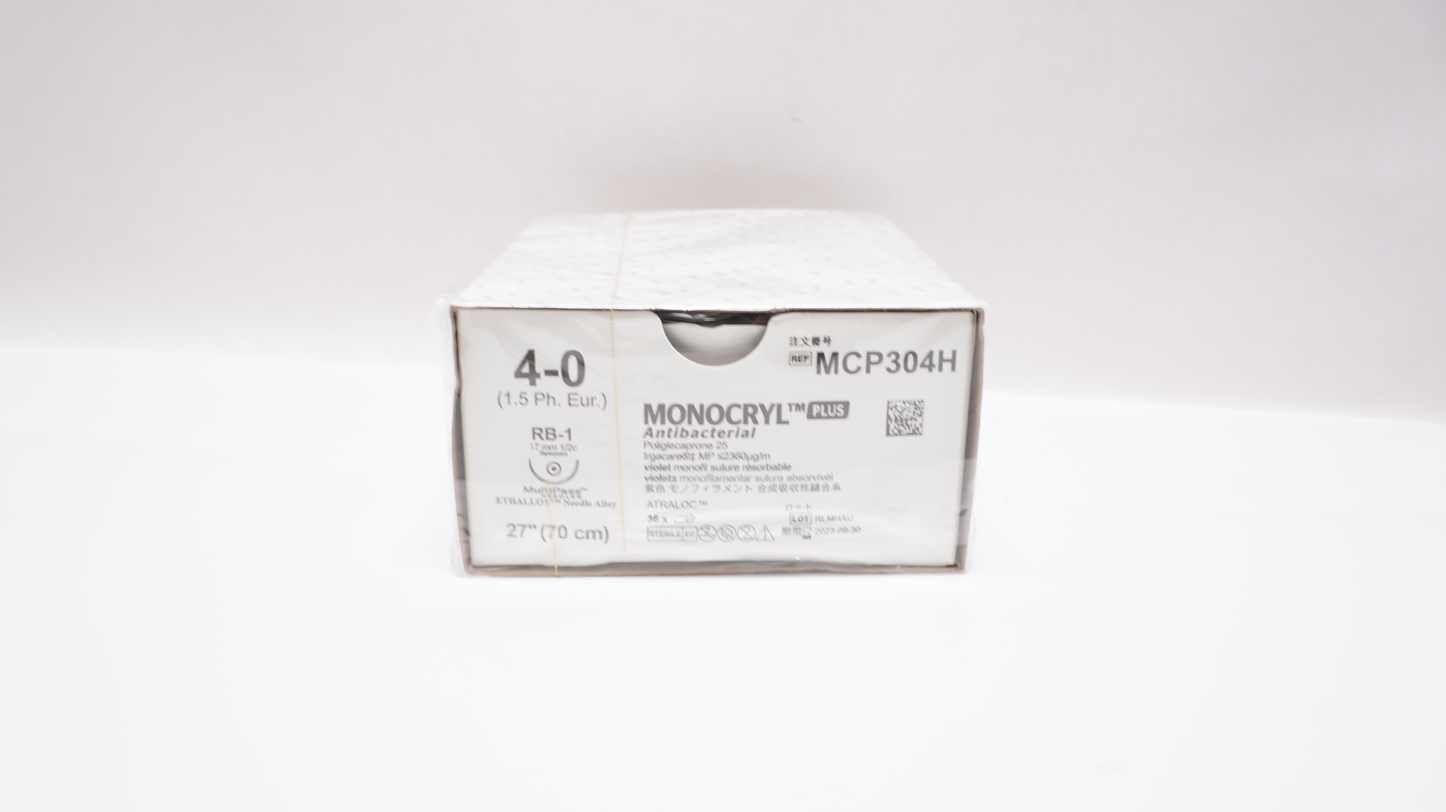 Ethicon MCP304H 4-0 Monicryl Plus 27inch  Stre., RB-1 17mm Ndle. (x)-Box of 36