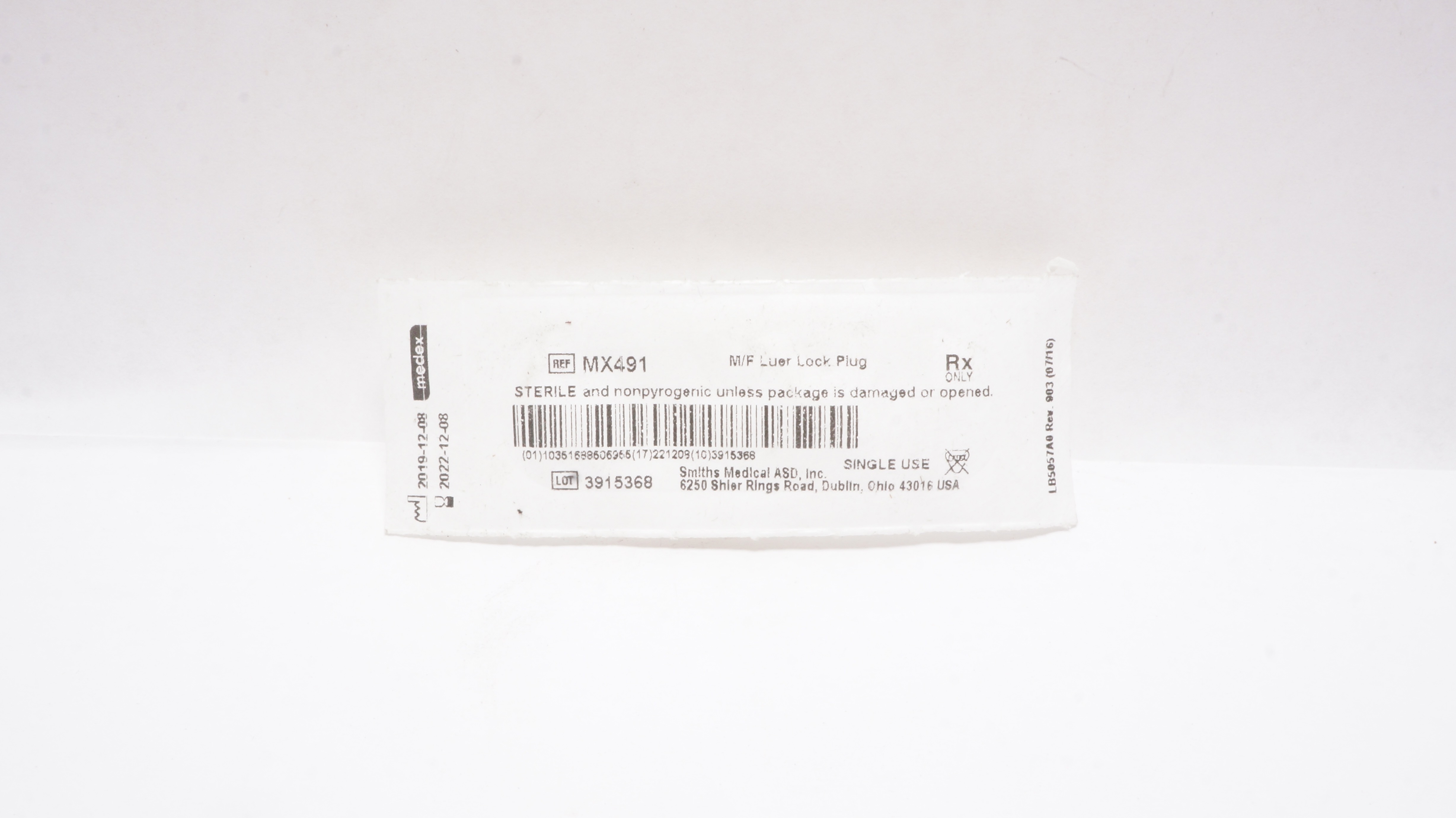 Smiths Medical MX491 Medex M/F Luer Lock Plug (x)