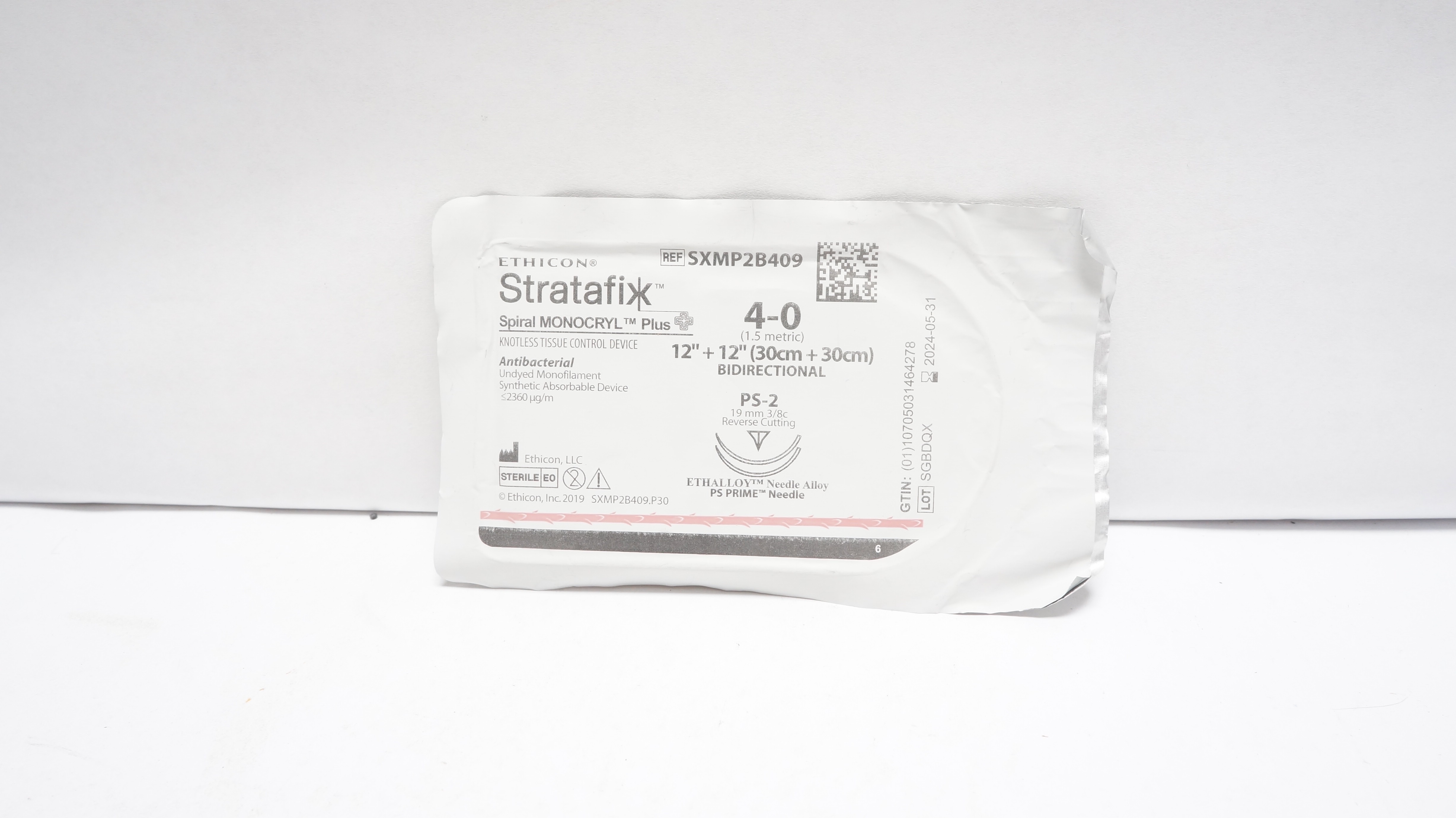Ethicon SXMP2B409 4-0 Stratafix Spiral Monocryl+ 12x12In,PS-2 19mm 3/8c (x)