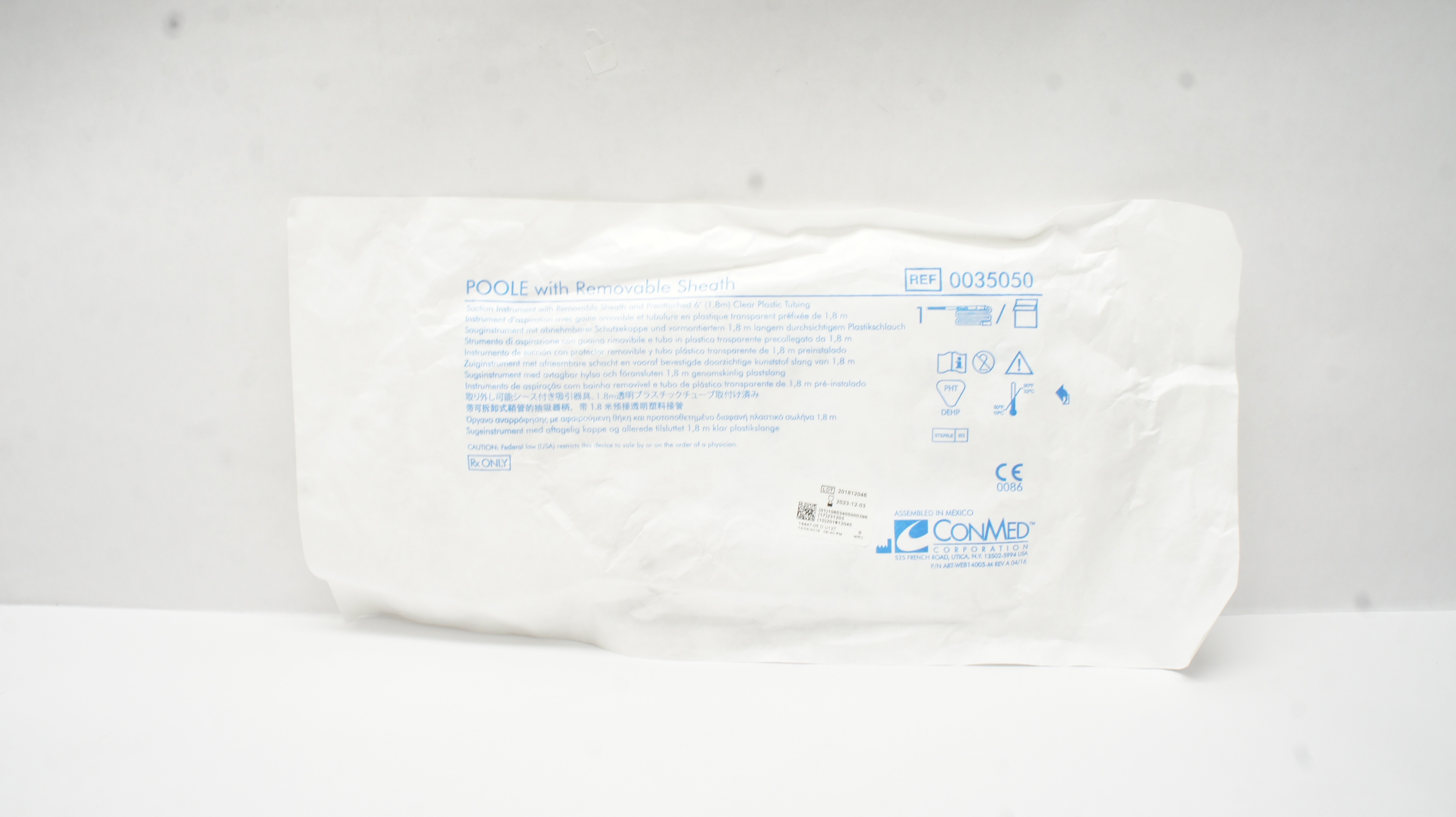 ConMed 0035050 POOLE Suction Instrument W/Removable Sheath 6Fr (x)