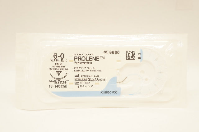 Ethicon 8680 6-0 Polypropylene Stre PS-3 16mm 3/8c Reverse Cutting 18inch (x)