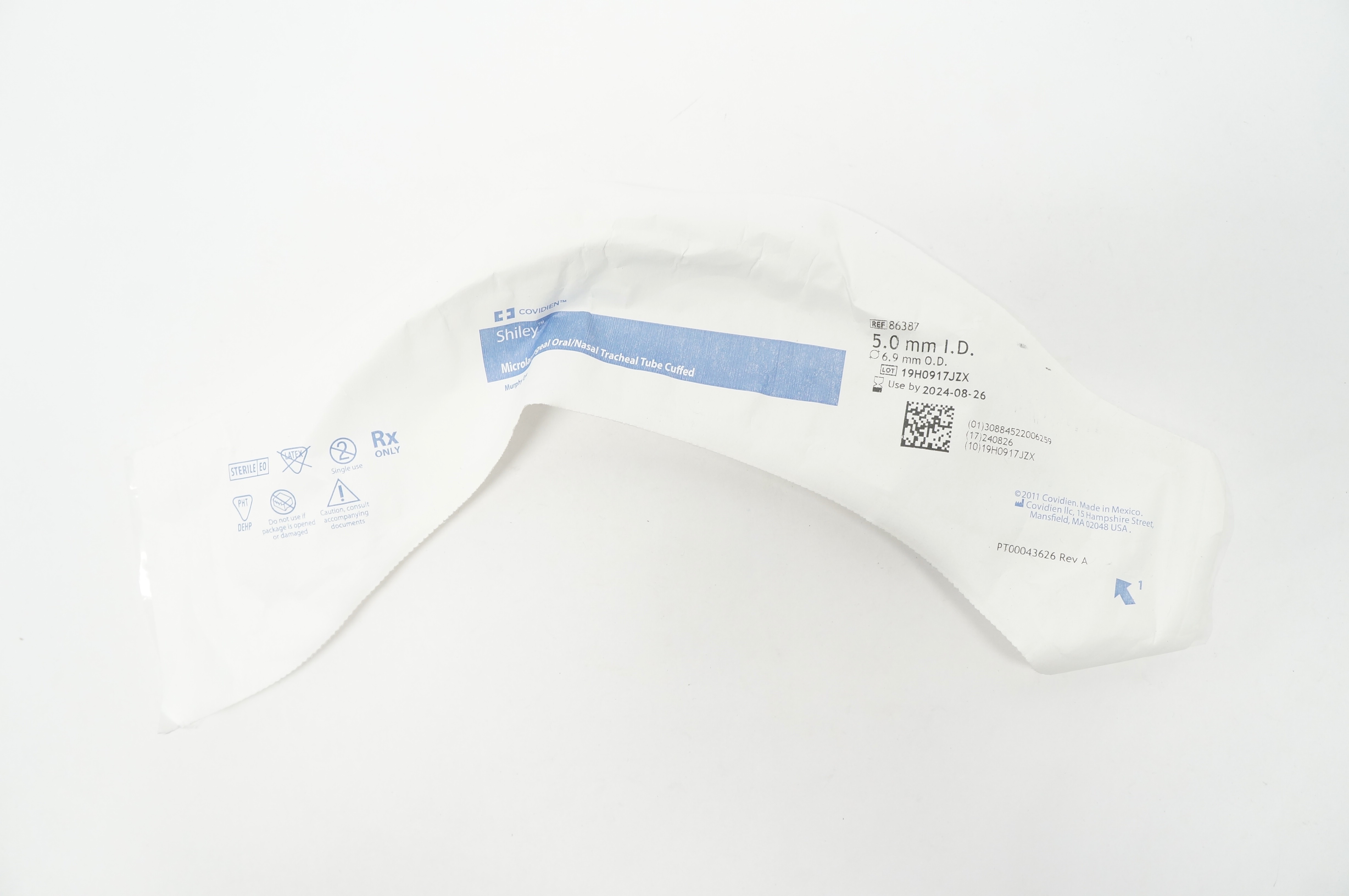 Covidien 86387 Shiley Microlaryngeal Oral/Nasal Tracheal Tube 5.0 ID x 6.9mm OD