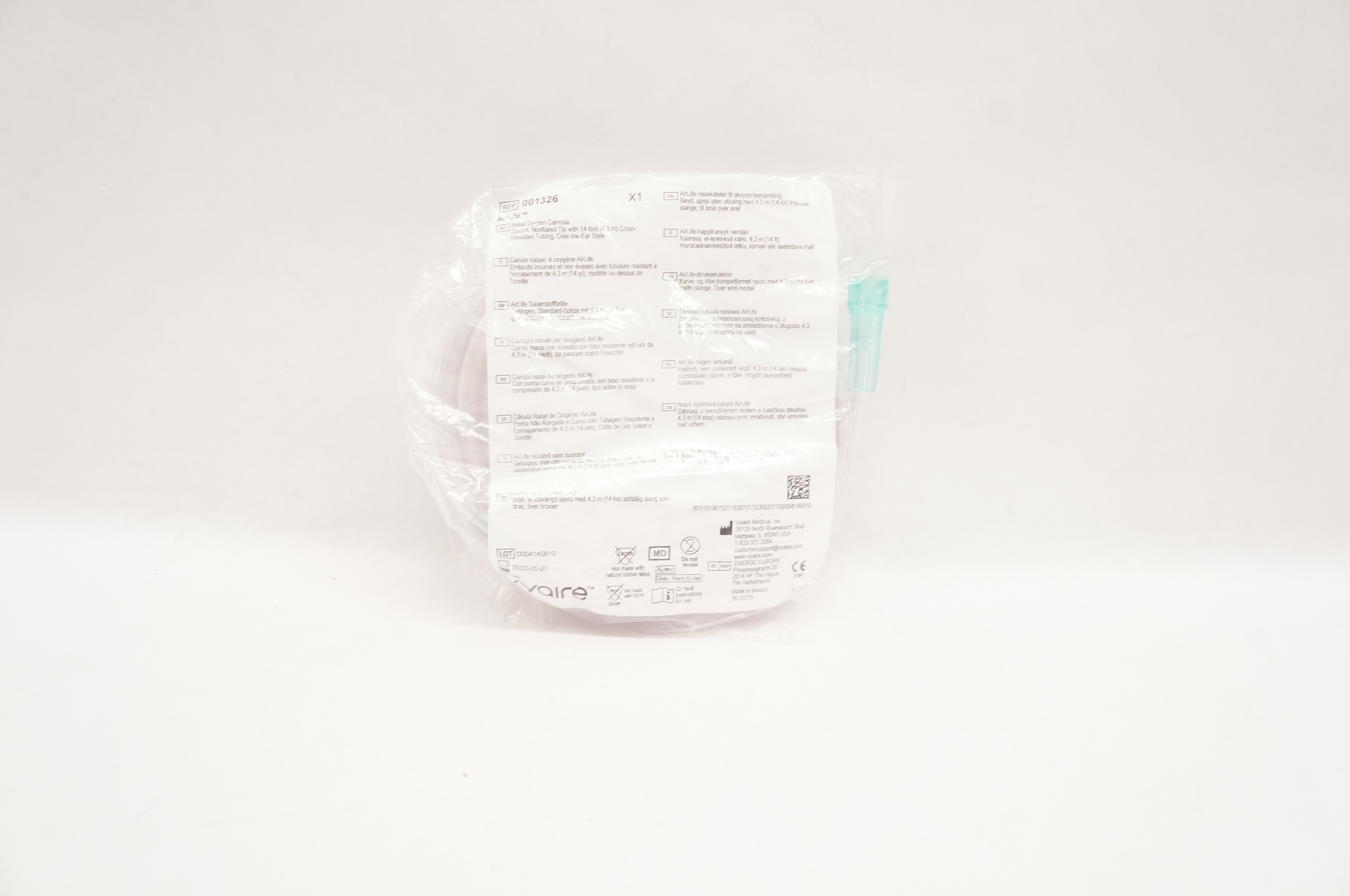 Vyaire 001326 AirLife Nasal Oxygen Cannula with Crush Resistant Tubing 14ft