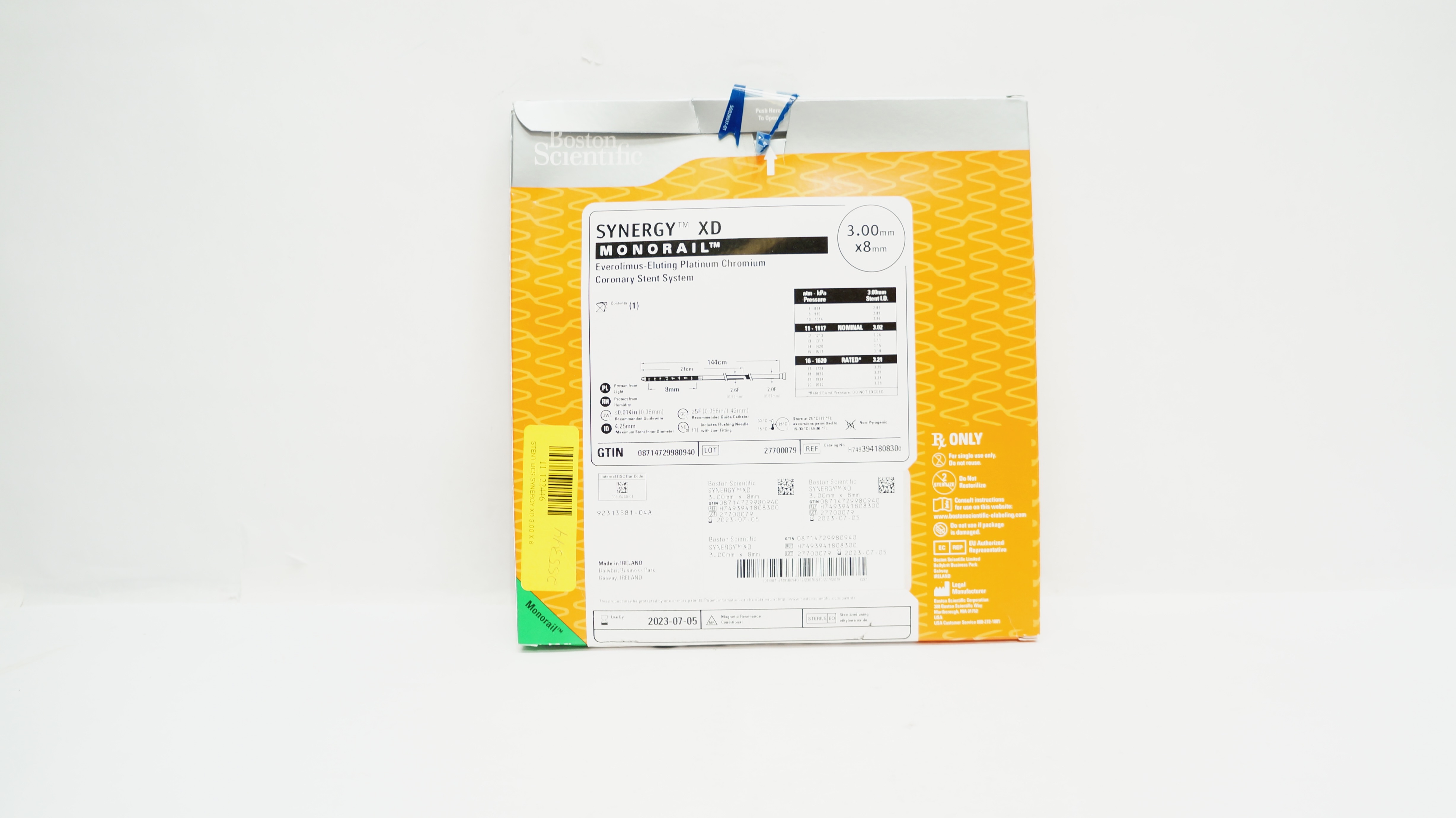 Boston Scientific 394180830 Synergy Coronary Stnt. System 3.00mm x 8mm (x)