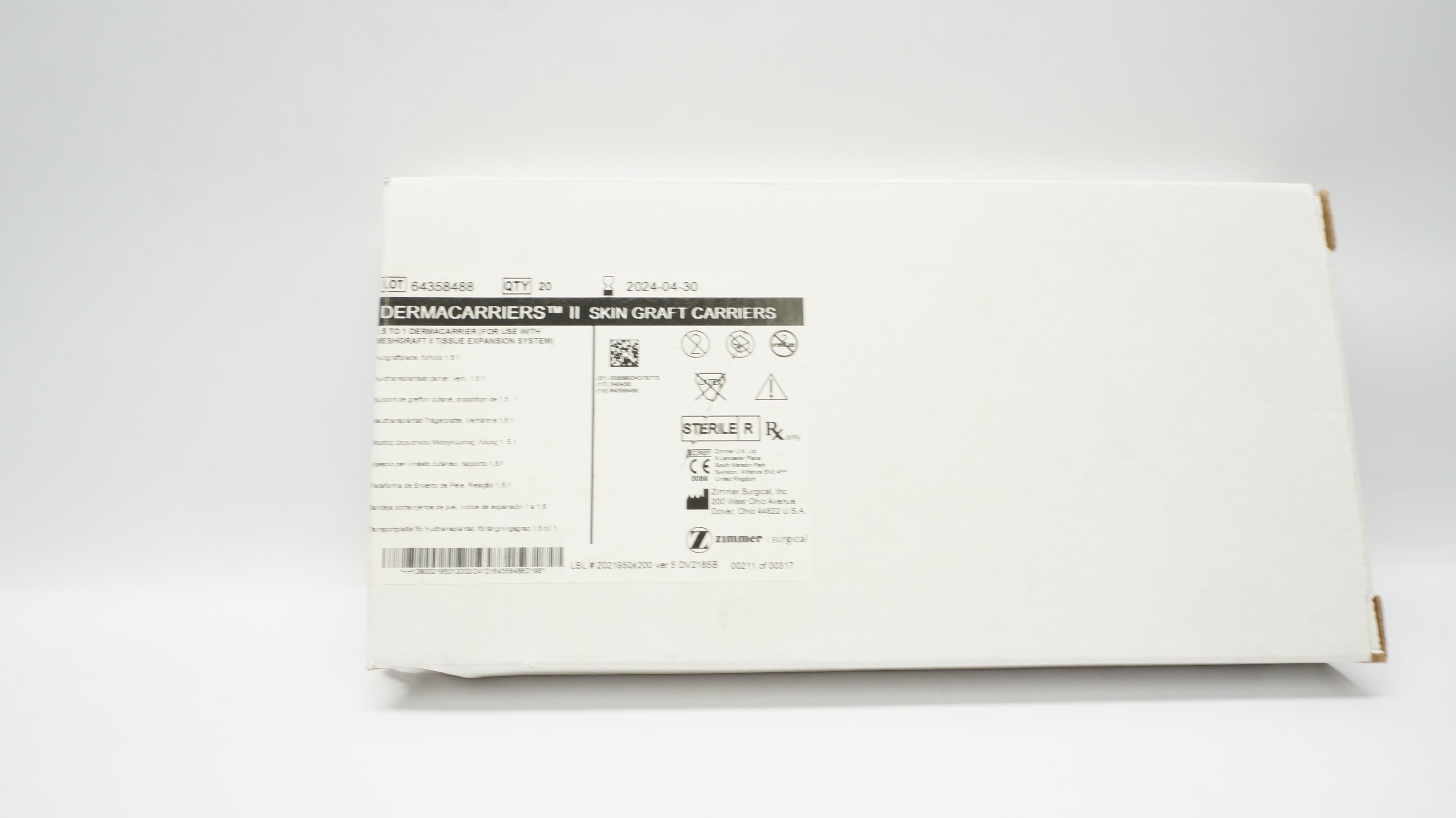 Zimmer 00-2195-012-00 Demacarriers II Skin Graft Carriers - Box of 20 (x)