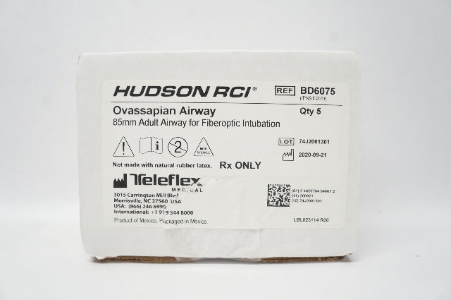 Teleflex BD6075 Hudson RCI Ovassapian Airway Adult 85mm - Box of 5