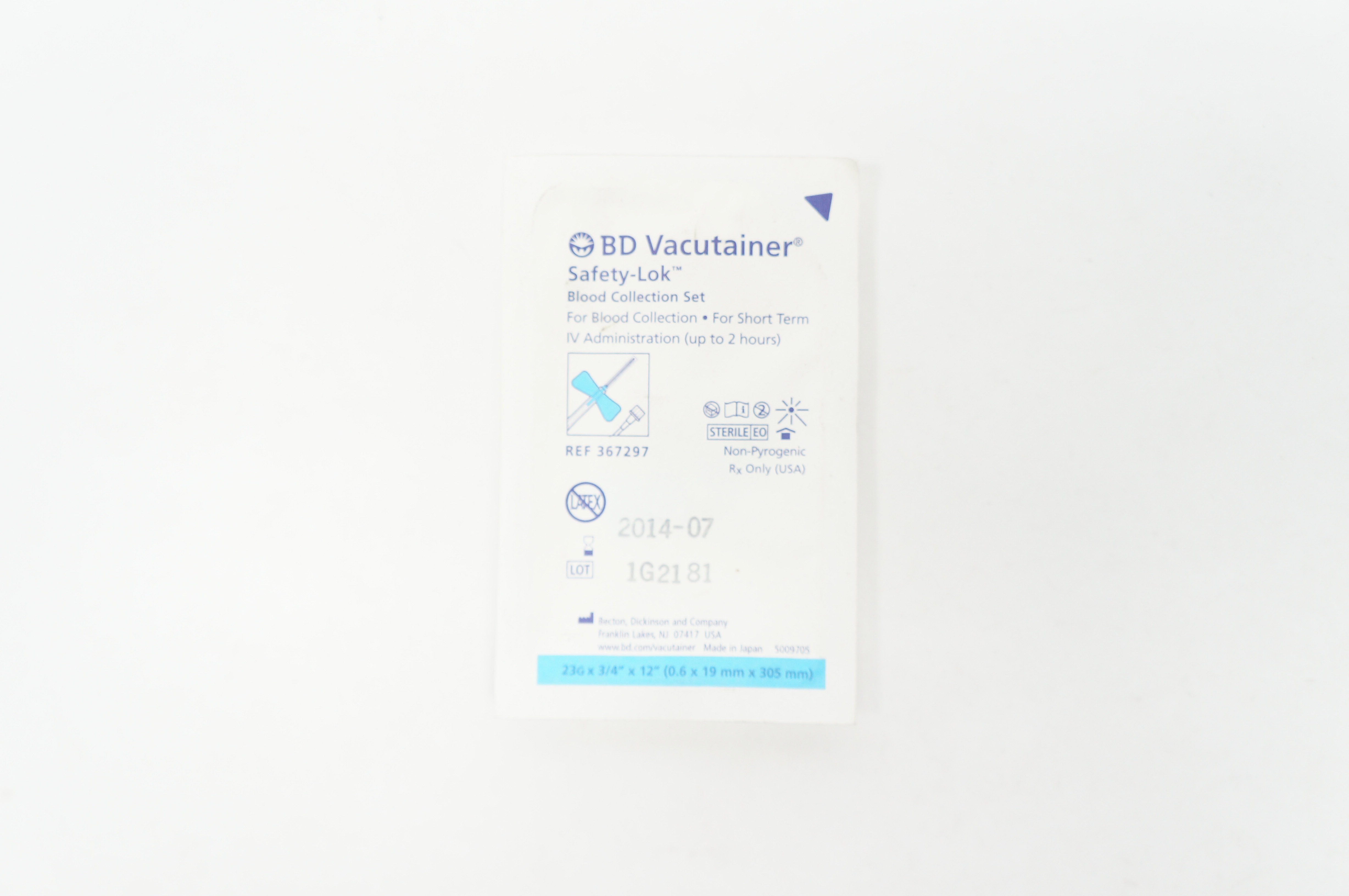BD 367297 Vacutainer Safety-Lok Blood Collection Set 23G x 3/4inch x 12inch (x)