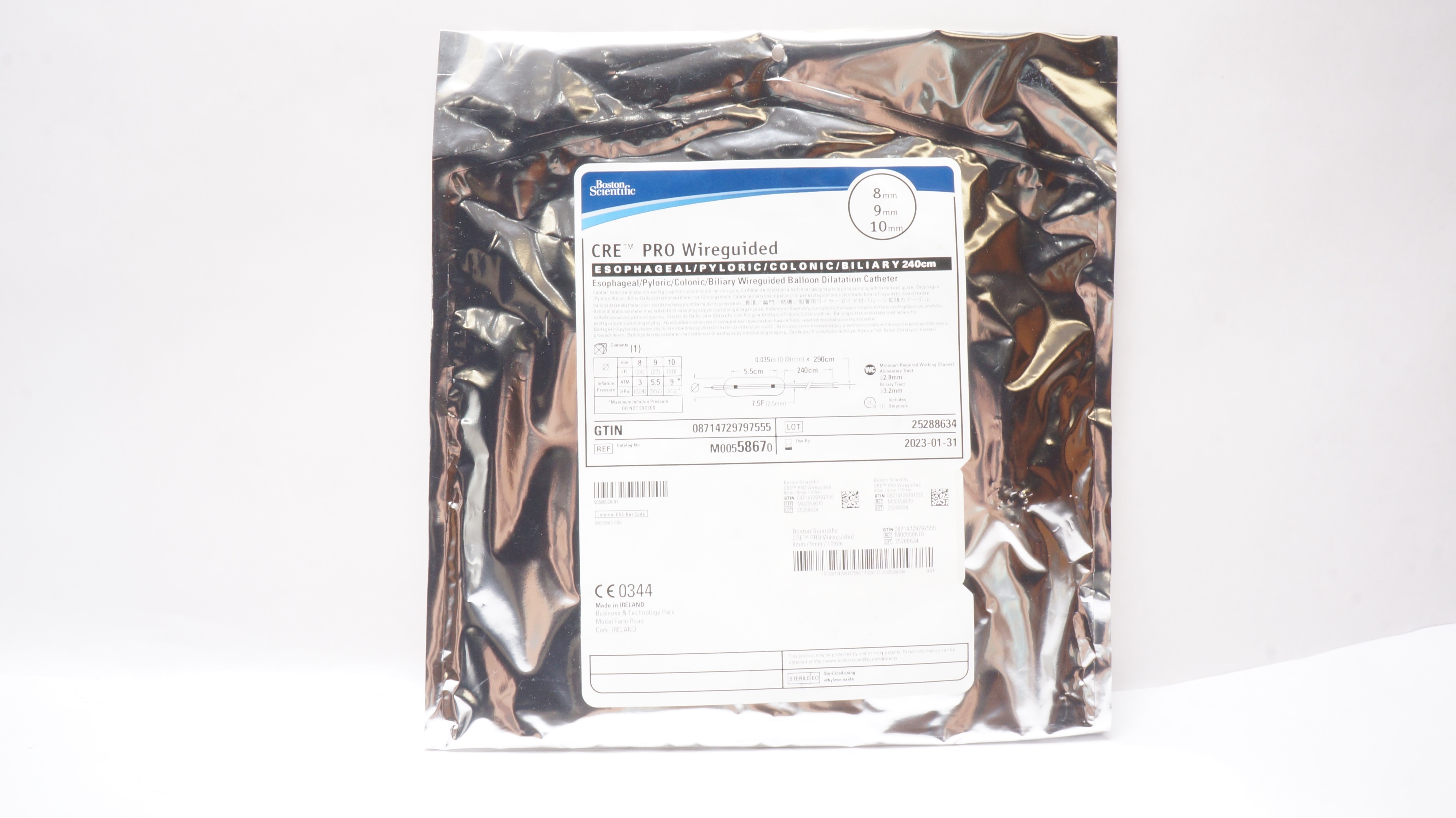 Boston Scientific M00558670 CRE PRO Wireguided Dilitation Cath. 8/9/10mm
