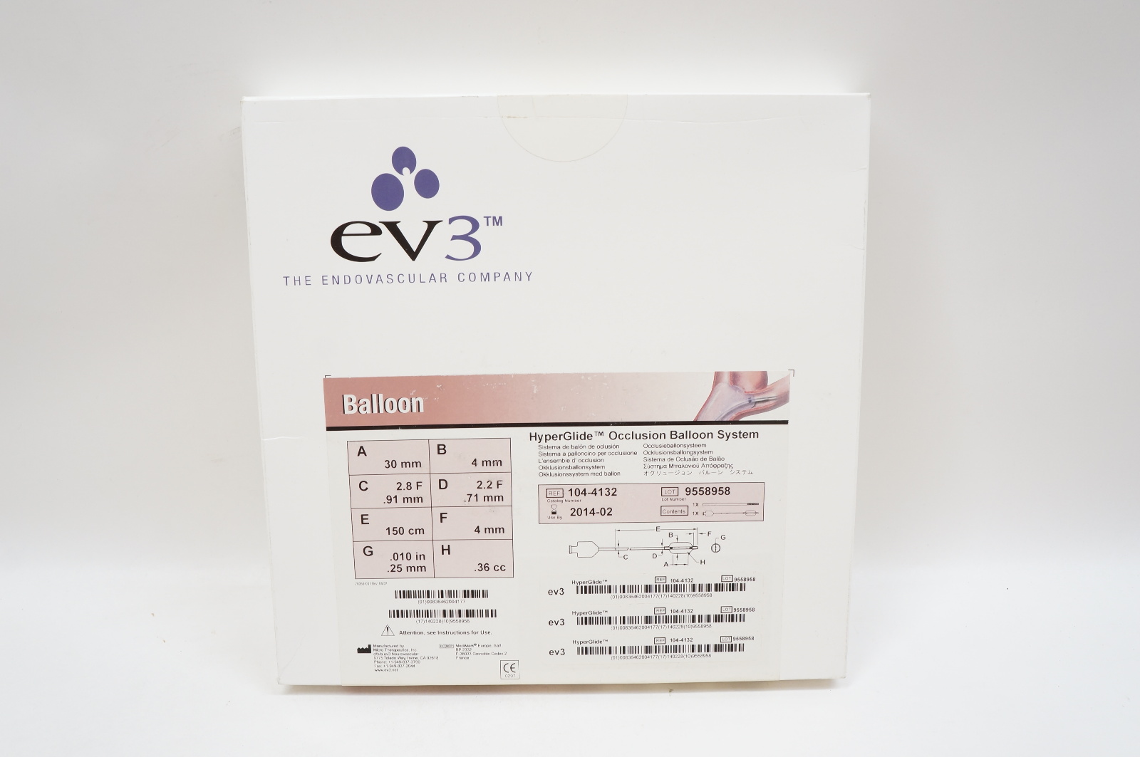 EV3 104-4132 HyperGlide Occlusion Balloon System 4mm x 30mm (x)