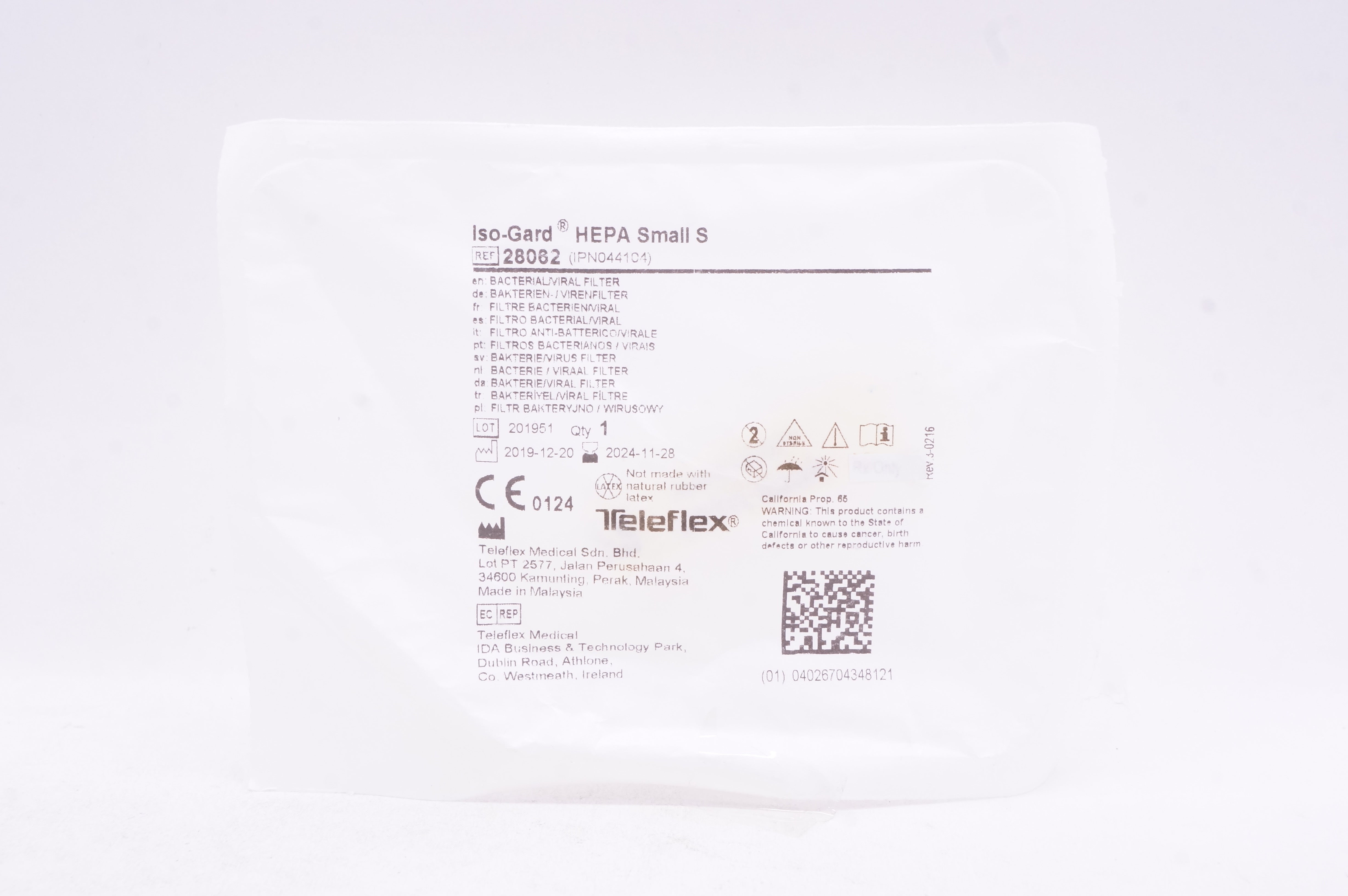 Teleflex 28062 Iso Gard Hepa Small S teleflex-28062-iso-gard-hepa-small-s