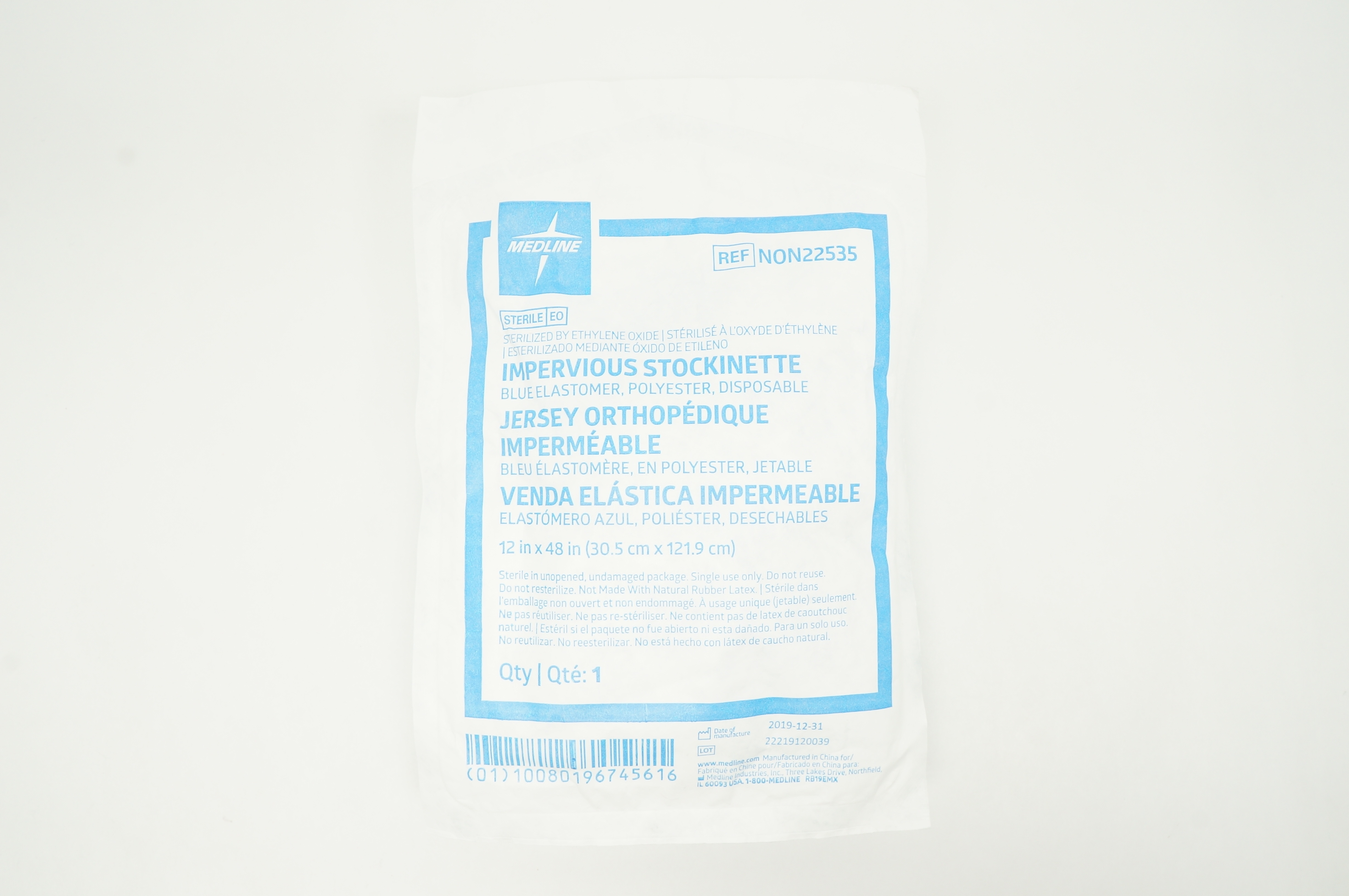 Medline NON22535 Impervious Stockinette 12 x 48 inch
