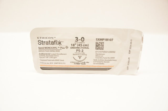 Ethicon SXMP1B107 3-0 Stratafix Monocryl PS-2 19mm 3/8c Reverse Cutting 18inch