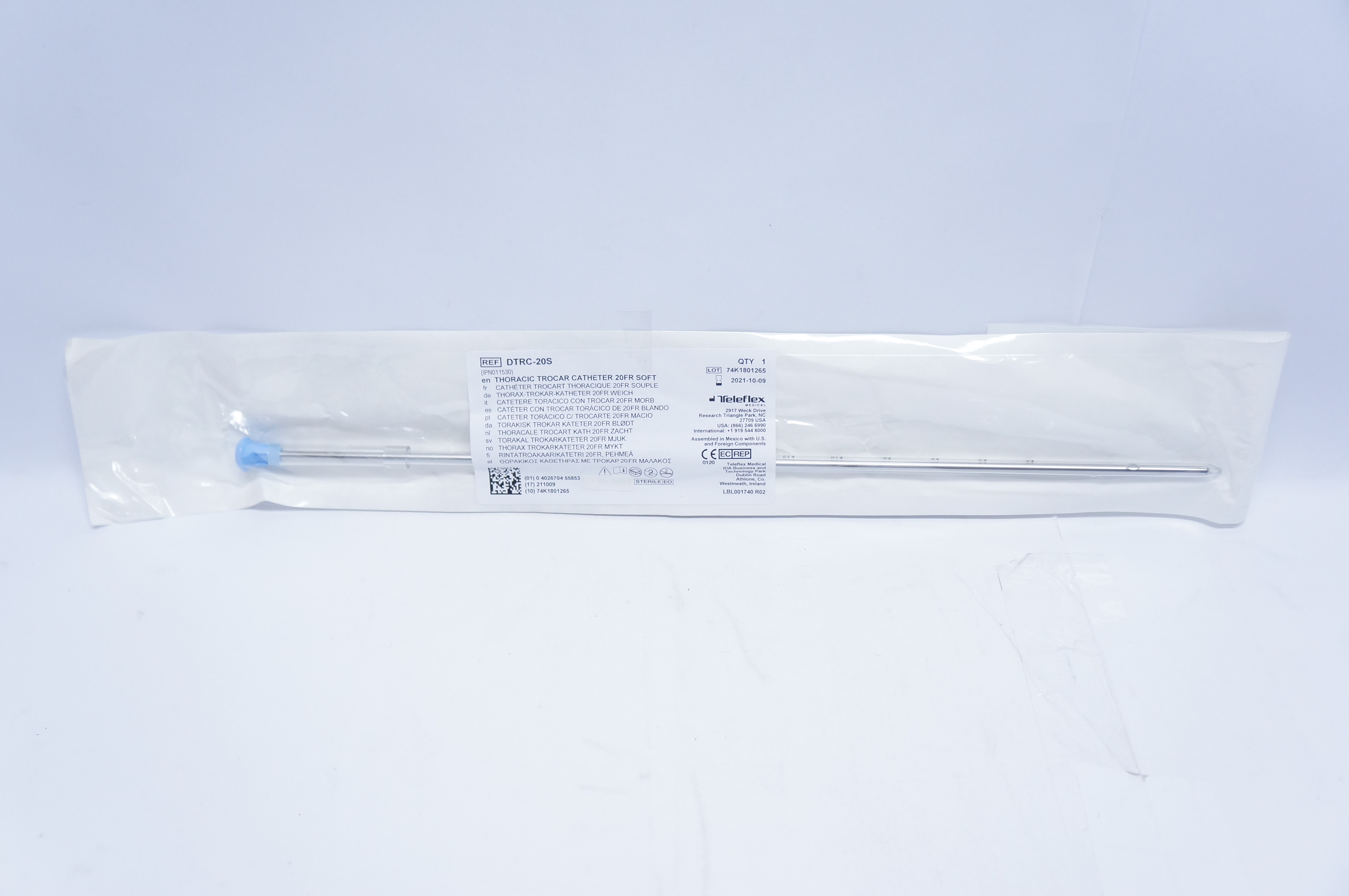 Teleflex DTRC-20S Thoracic Trocar Cath. 20Fr Soft (x)