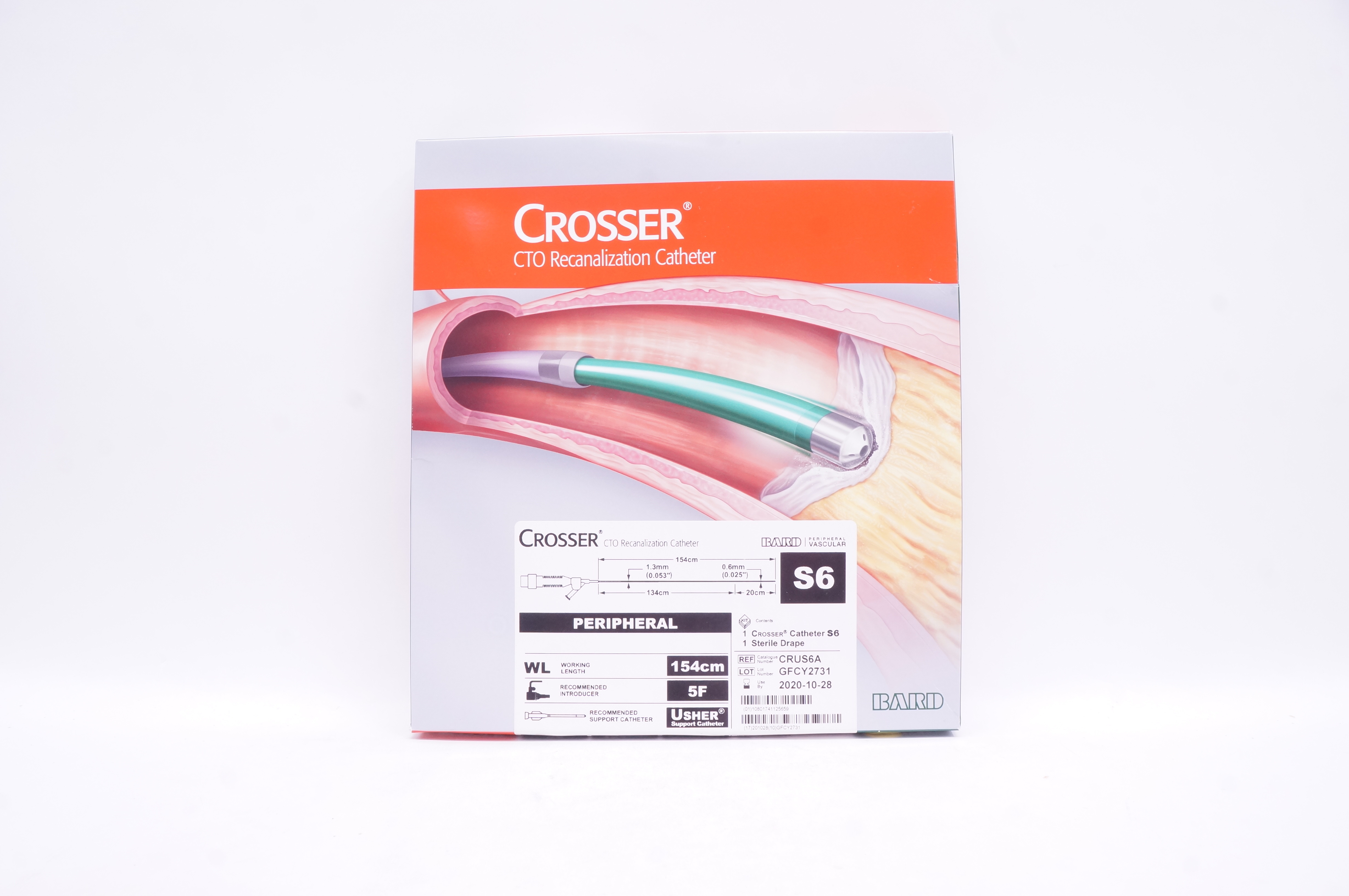 Bard CRUS6A Crosser CTO Recanalization Cath. S6 Peripheral WL 154 cm (x)
