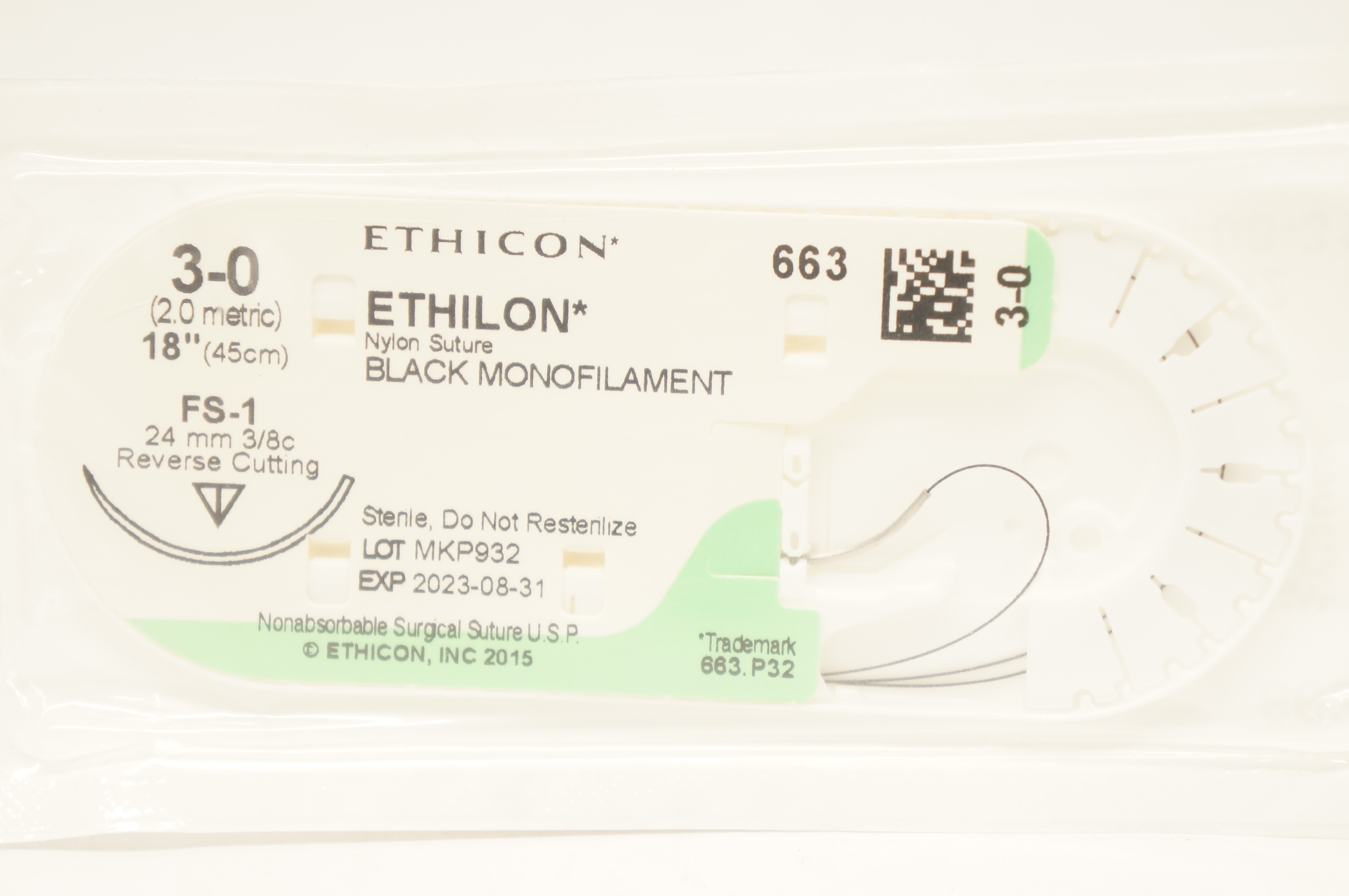 Ethilon Suture Absorbable Sutures Ethicon 664G , Reverse Cutting, Non ...