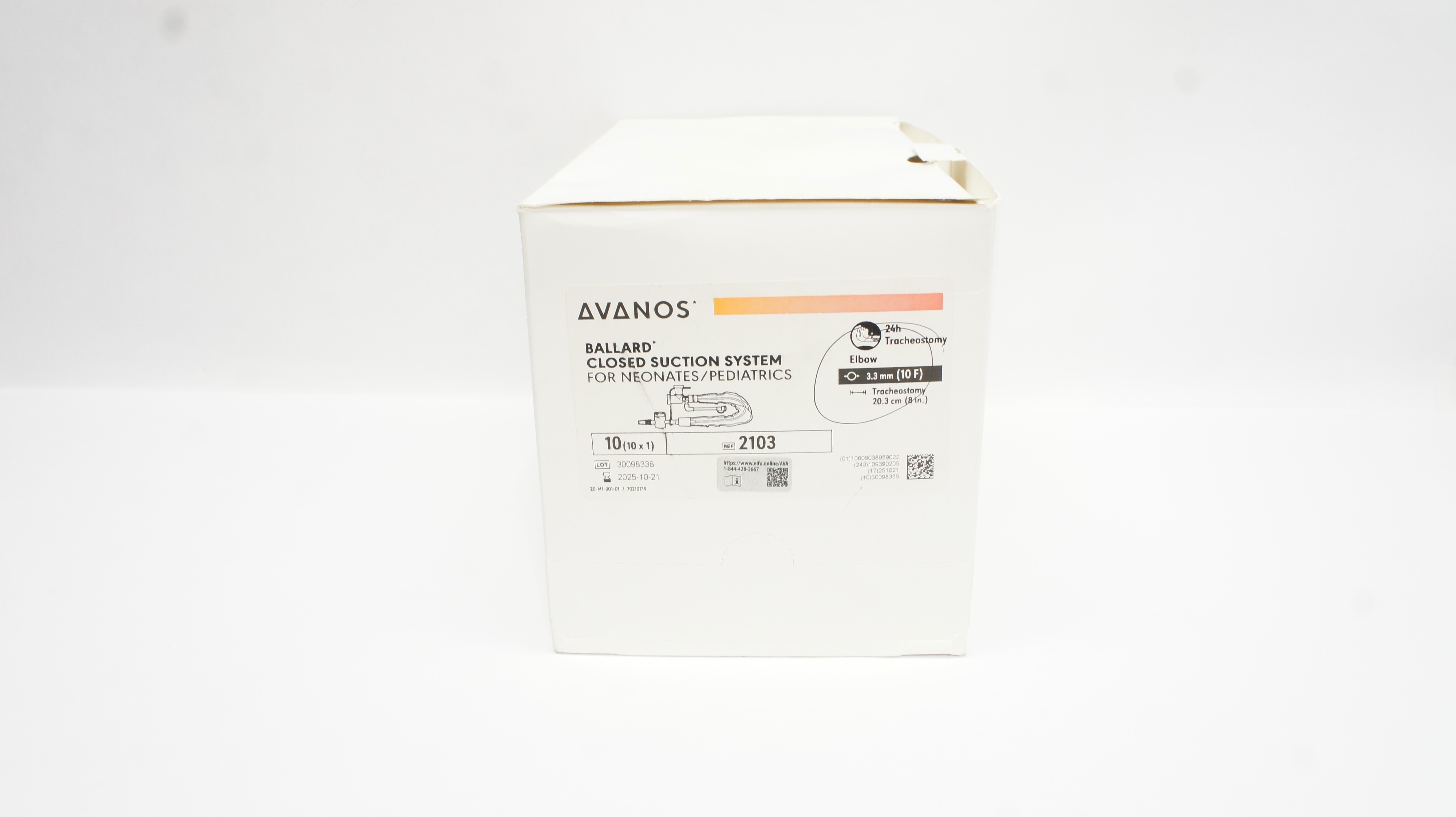Avanos 2103 Ballard Closed Suction System 10F x 8inch - Box of 10