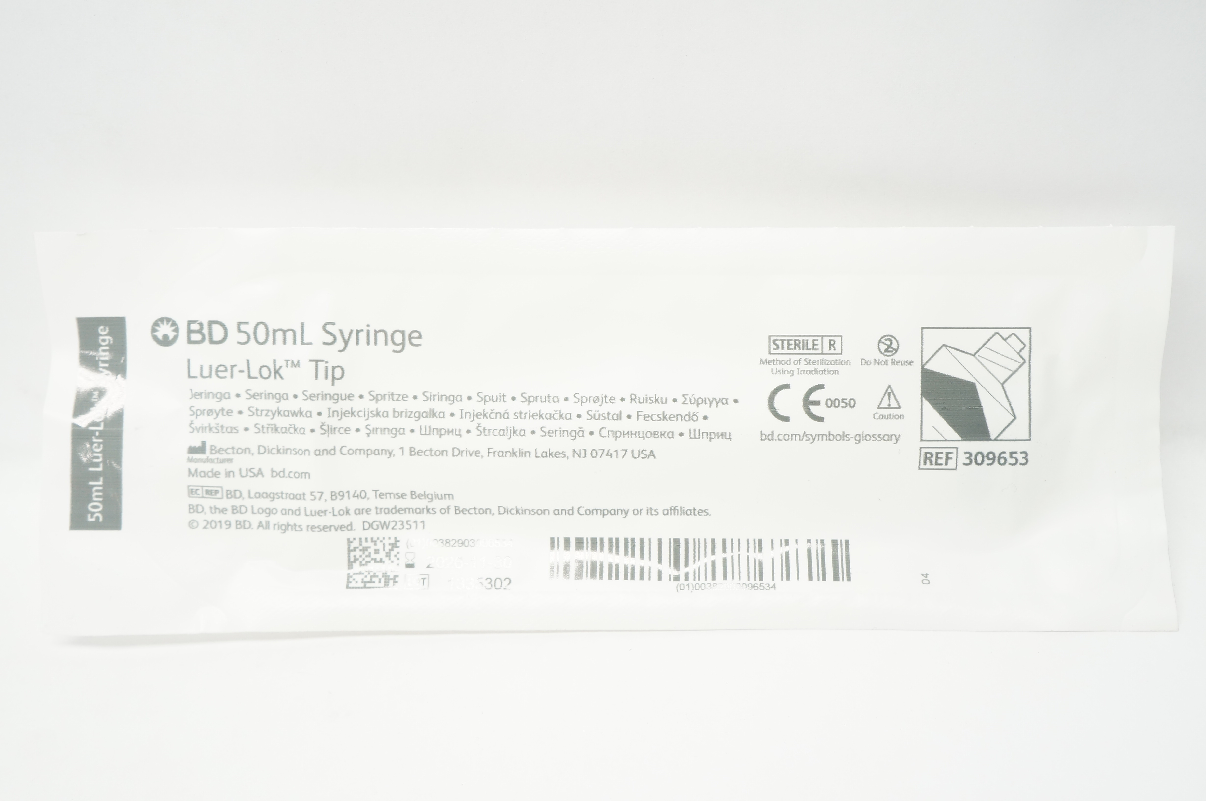 BD 309653 50ml Syringe Luer-Lok Tip