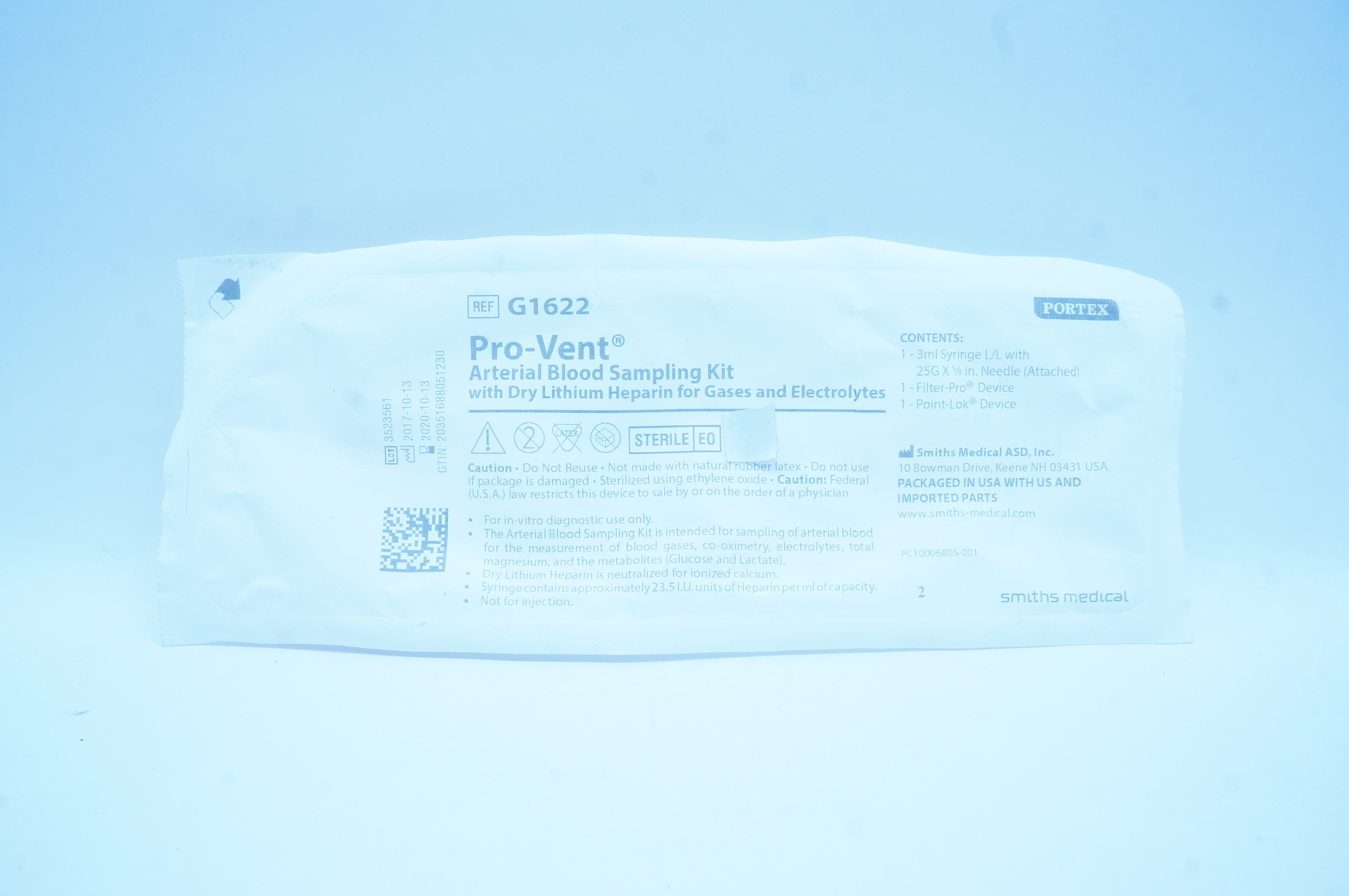 Smiths Medical G1622 Pro-Vent Arterial Blood Sampling Kit (x)