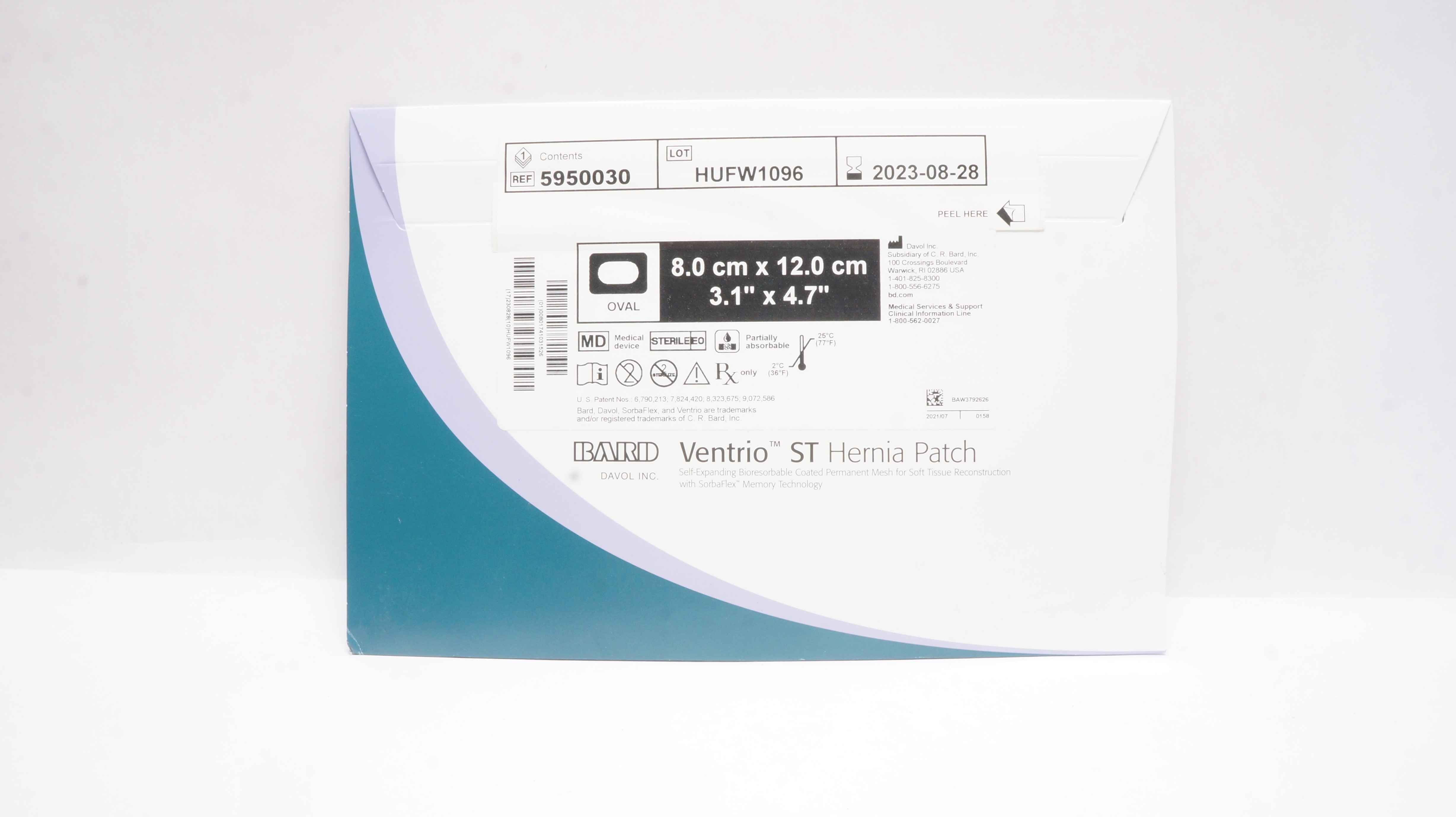Bard 5950030 Davol Ventrio ST Hernia Patch Oval 3.1inch x 4.7inch (x)