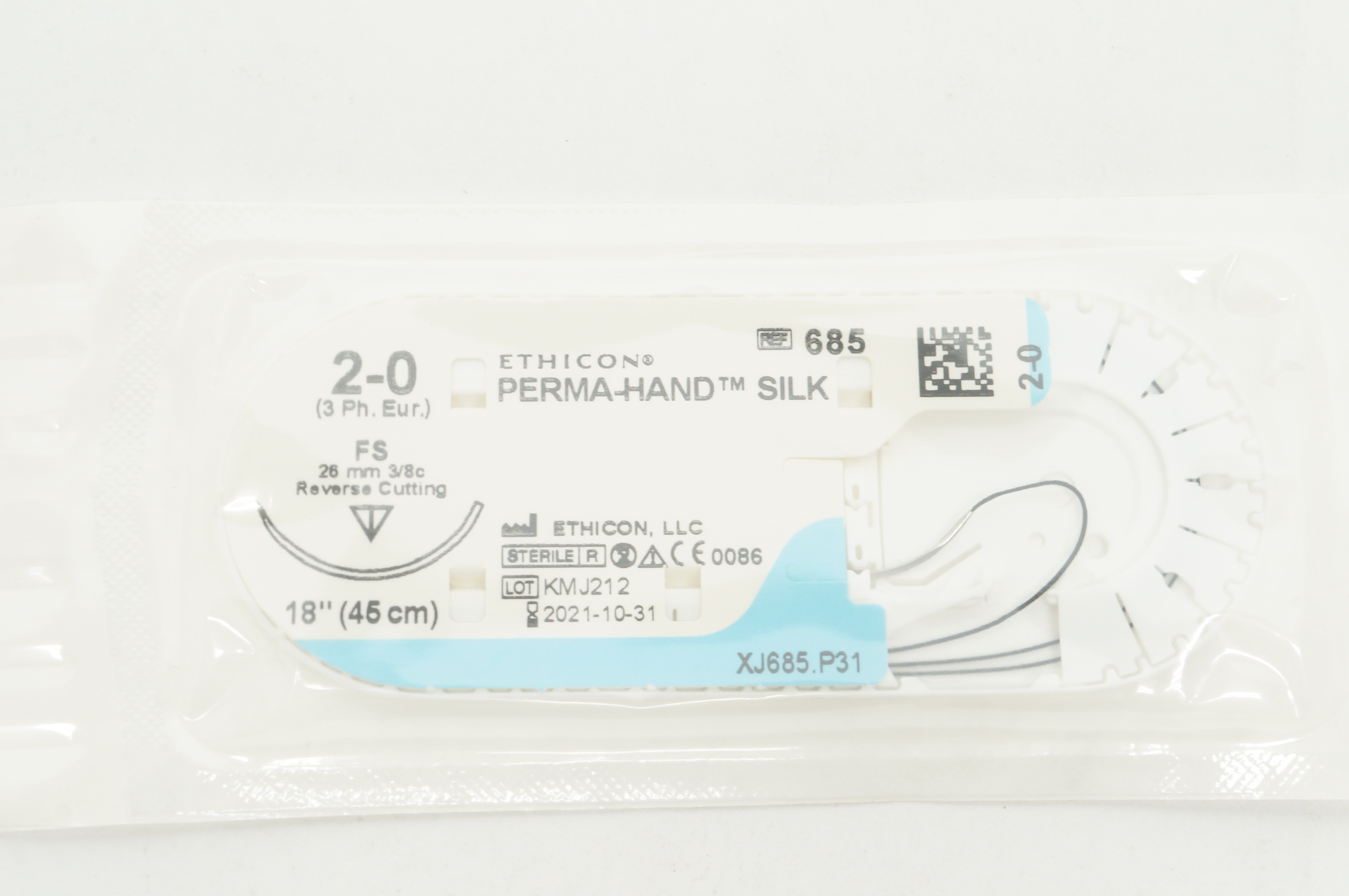 Ethicon 685 2-0 Perma-Hand Silk FS 26mm 3/8c Reverse Cutting 18inch (x)