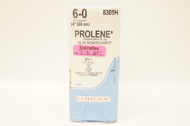 Ethicon 8305H 6-0 Prolene Stre, BV-1, 9.3 mm 3/8c Taper, 24in. -3 Dozen (x)