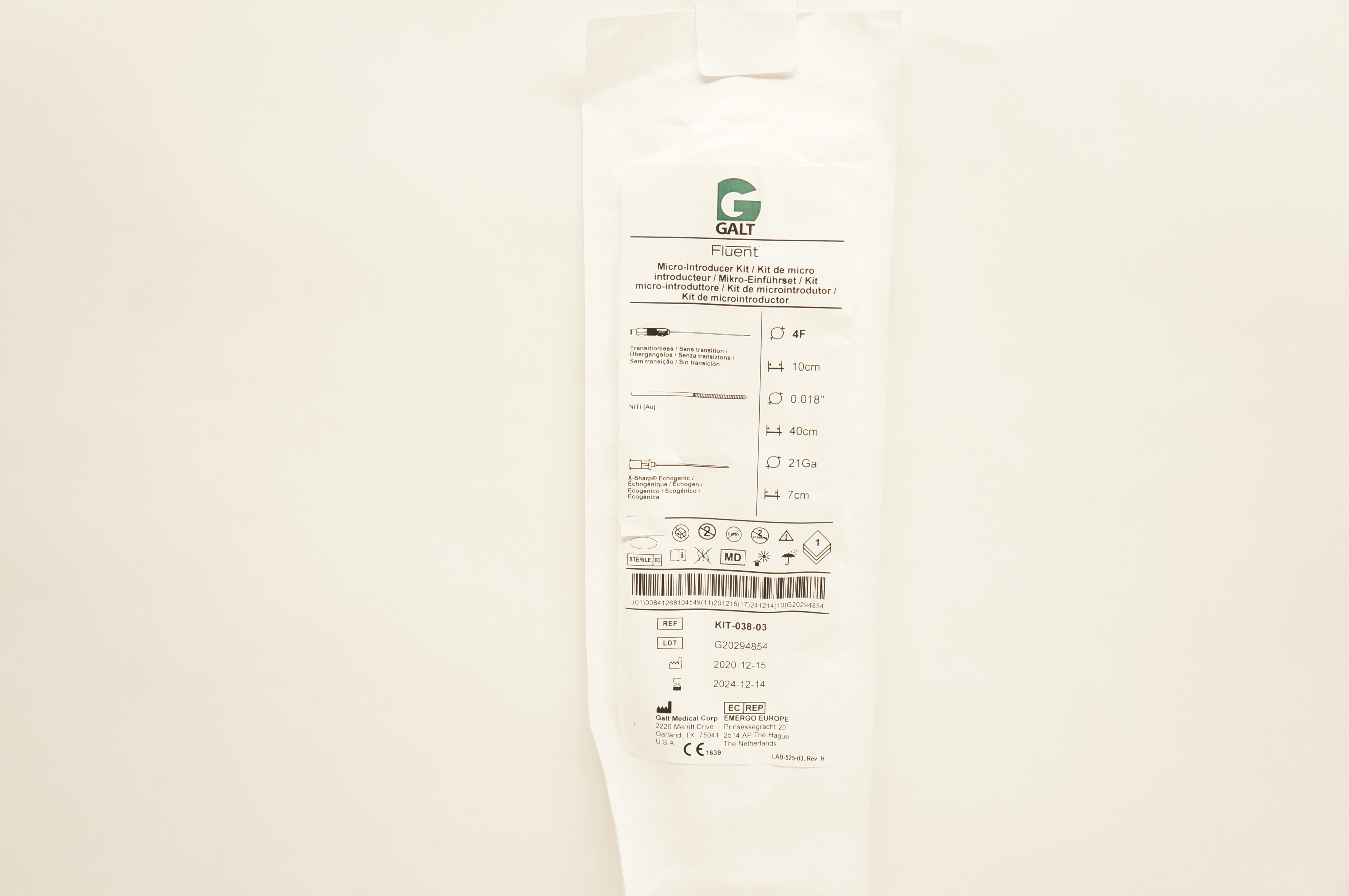 Galt KIT-038-03 Stiffen Micro-Introducer Kit 4F