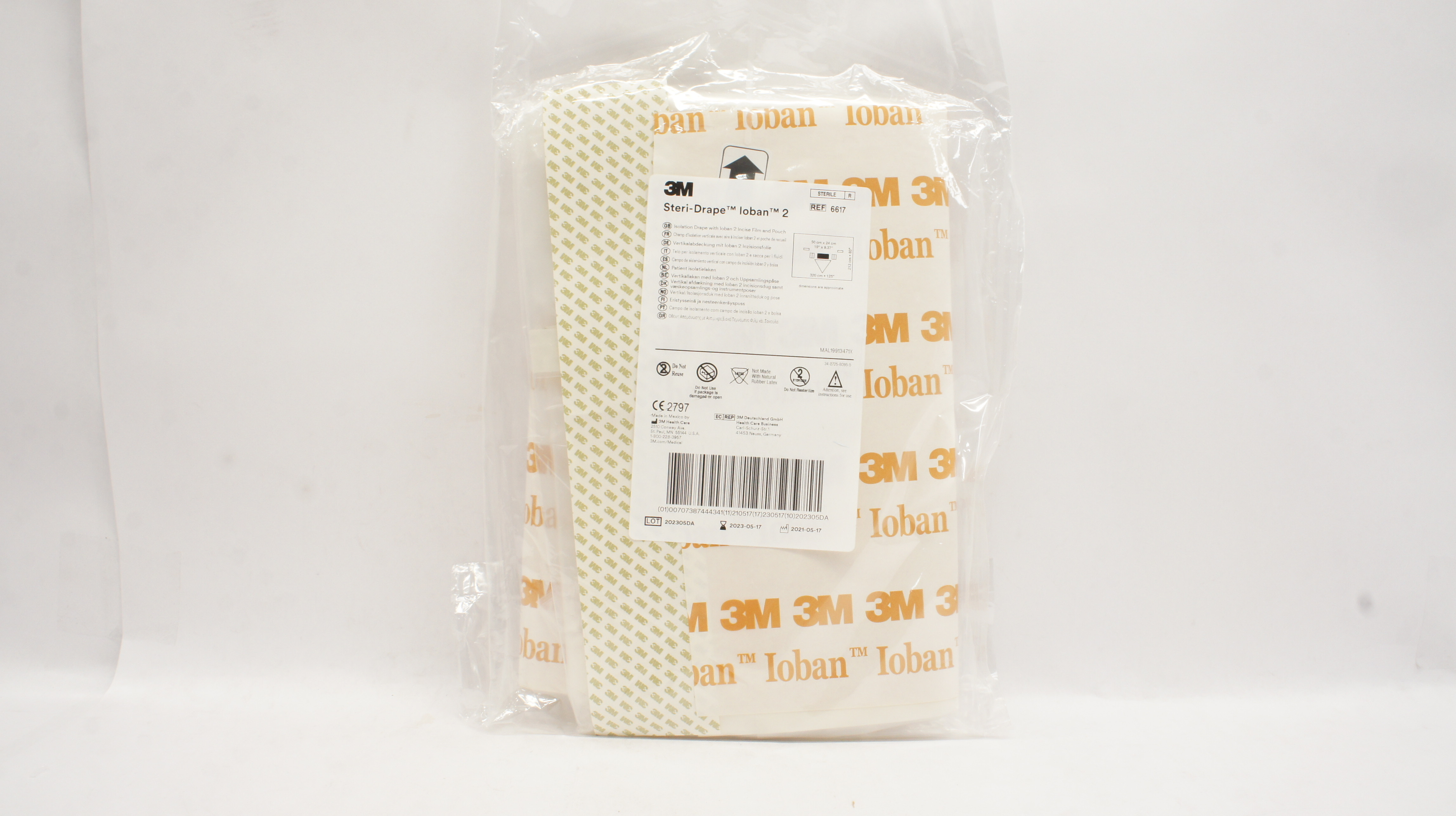 3M 6617 Steri-Drape Isolation Drape w/Loban 2 Incise Film&Pouch 19 x 9.37inch