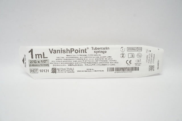 Retractable Technologies 10131 VanishPoint Tuberculin Syringe 1ml 27G x ...