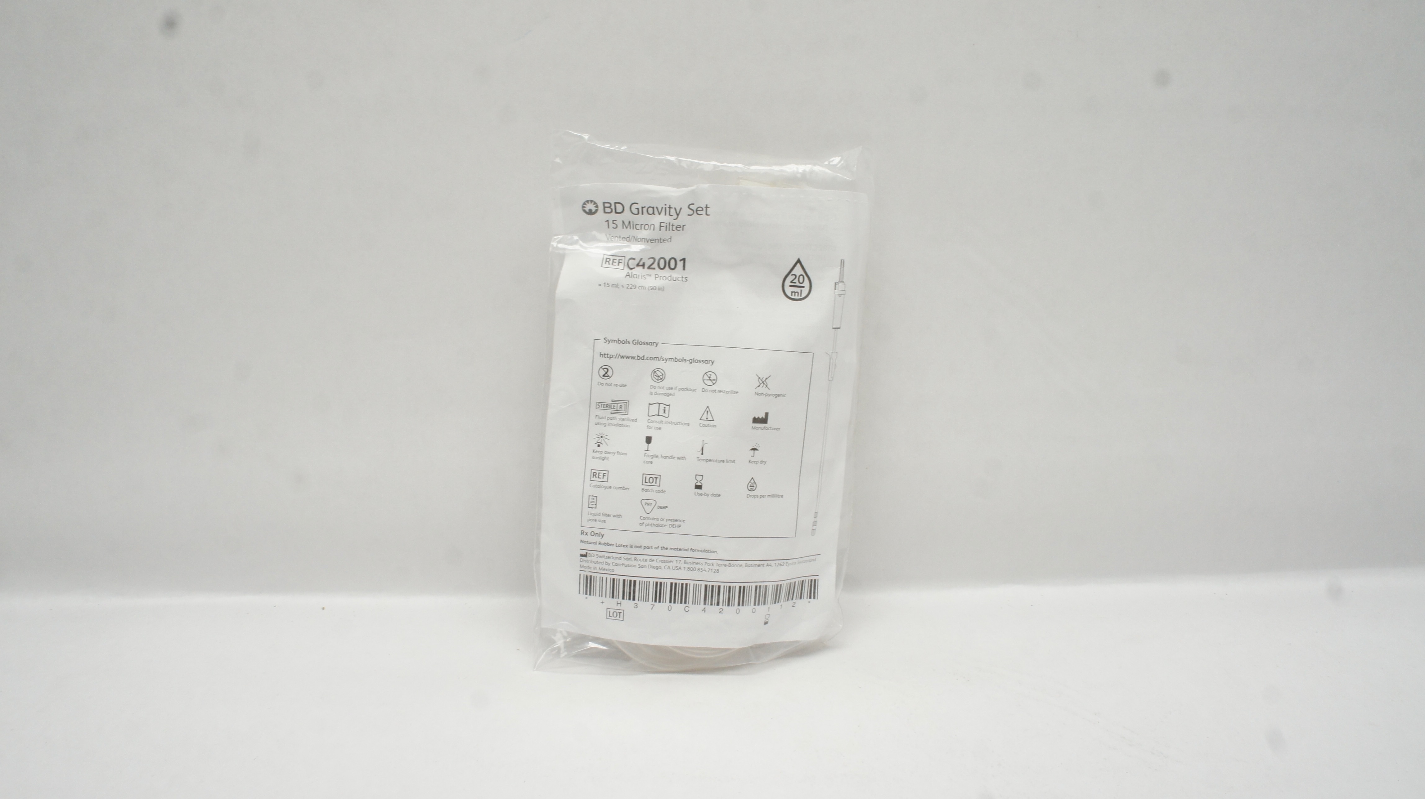 Filter Bd Click BD C42001 Gravity Set 15mic Filter 15ml x 90In, 20ml