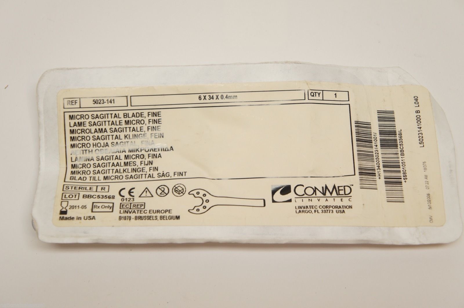 5023141 ConMed Micro Sagittal Blade Fine 6 x 34 x 0.4mm (x)