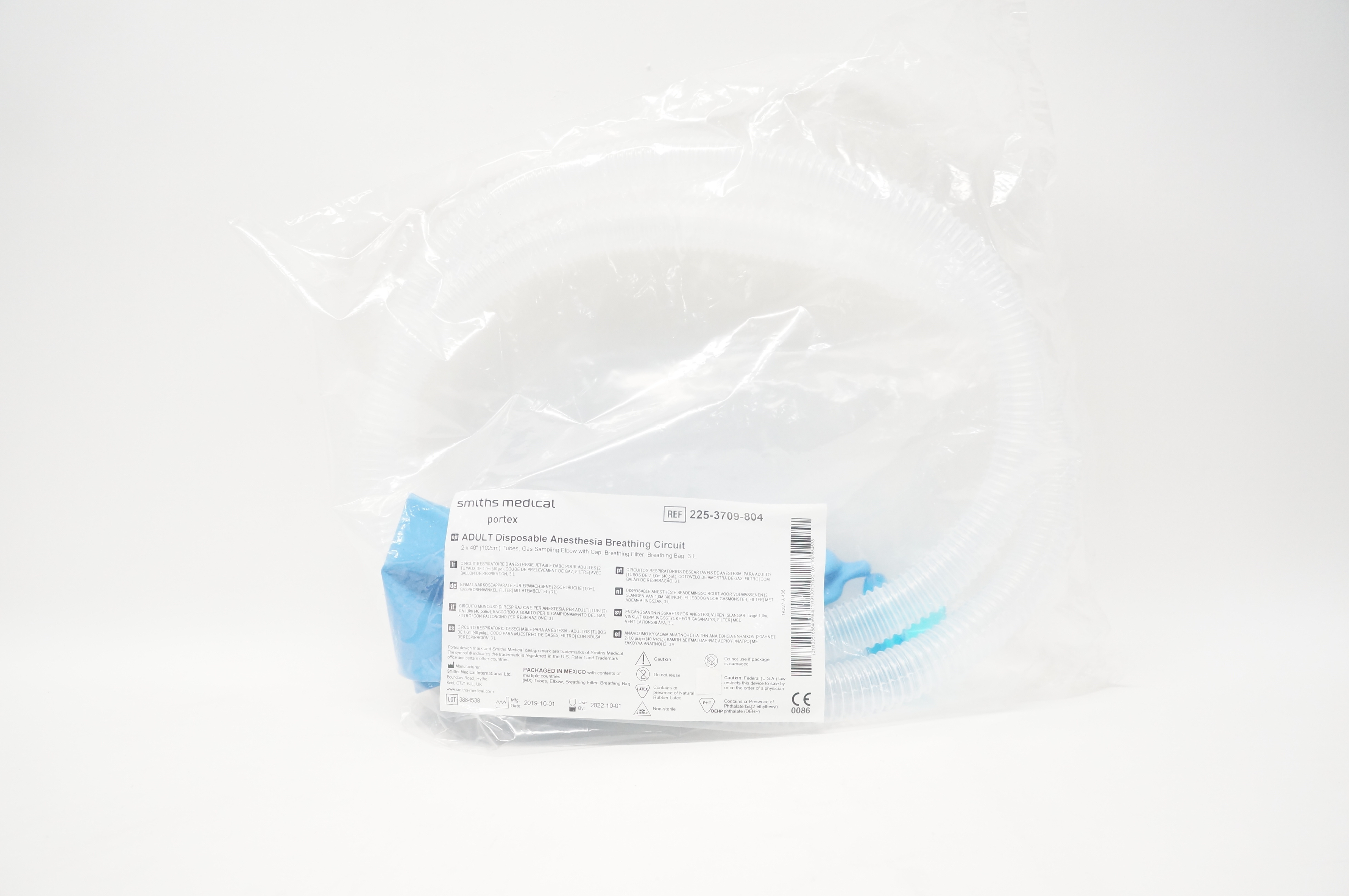 Smiths Medical 225-3709-804 Portex Adult Disposable Anesthesia Breathing Circuit