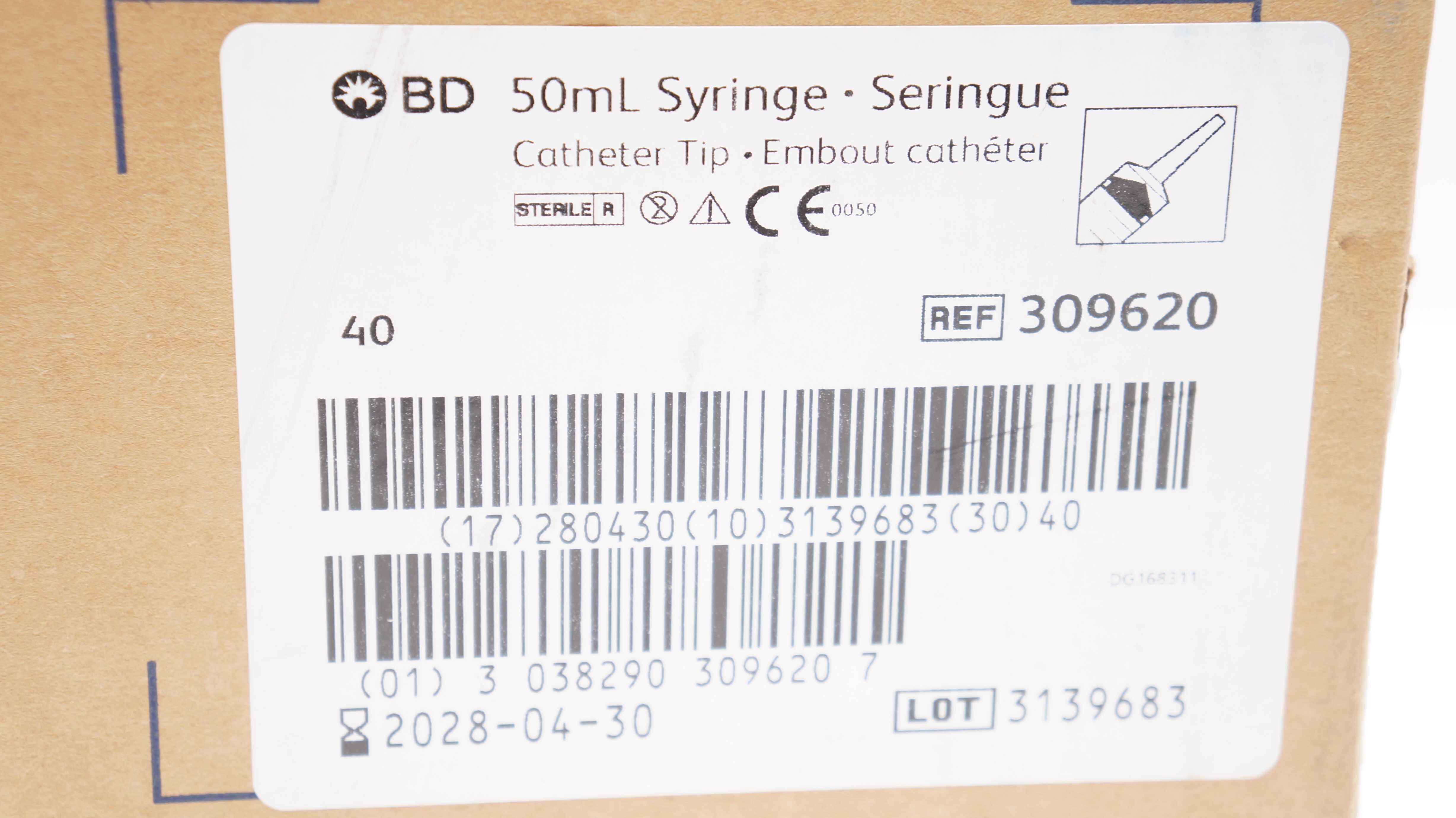 BD 309620 50mL Syringe Cath. Tip - Box of 40