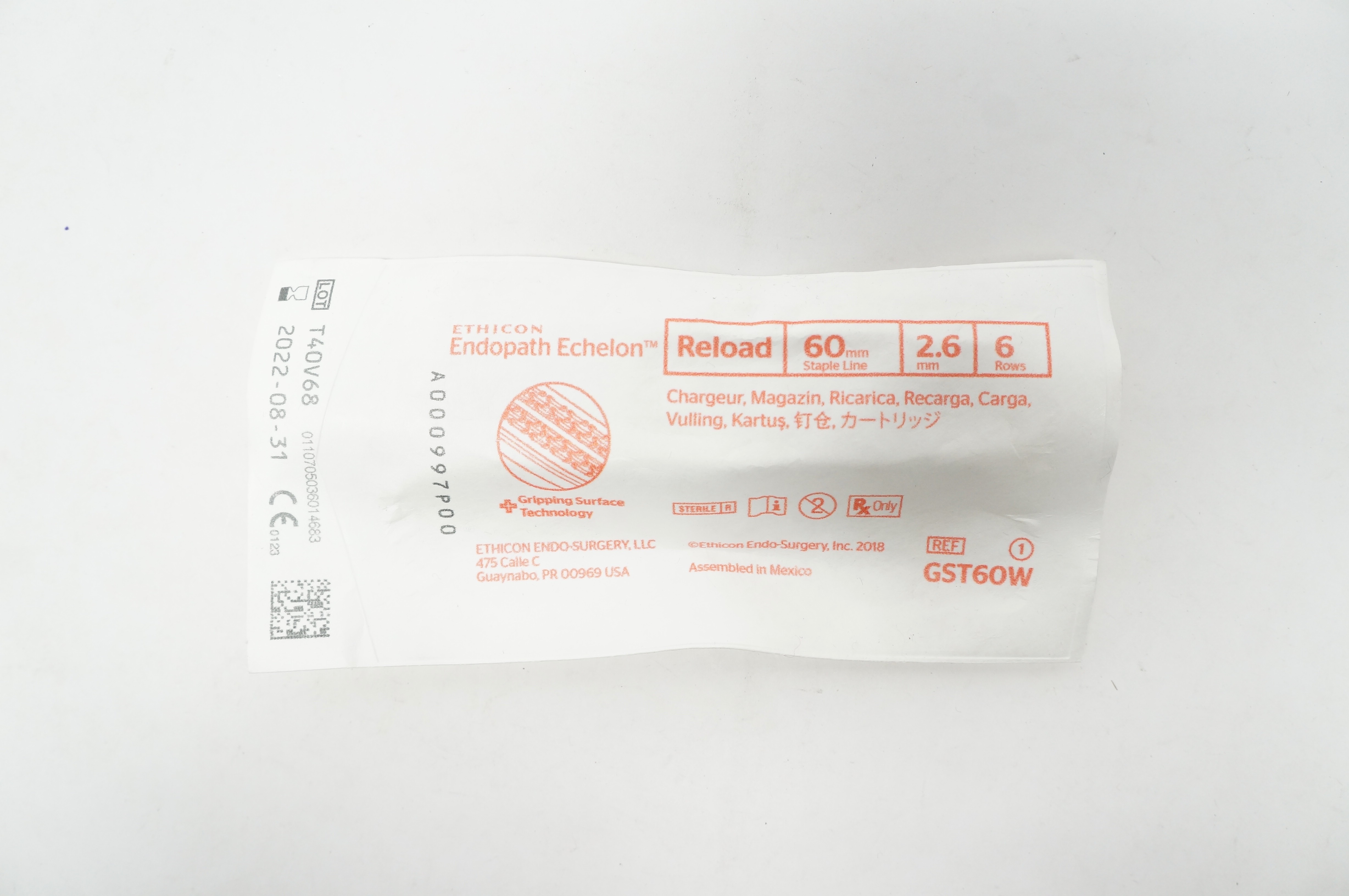 Ethicon GST60W Endopath Echelon Reload 60mm x 2.6mm 6 Rows