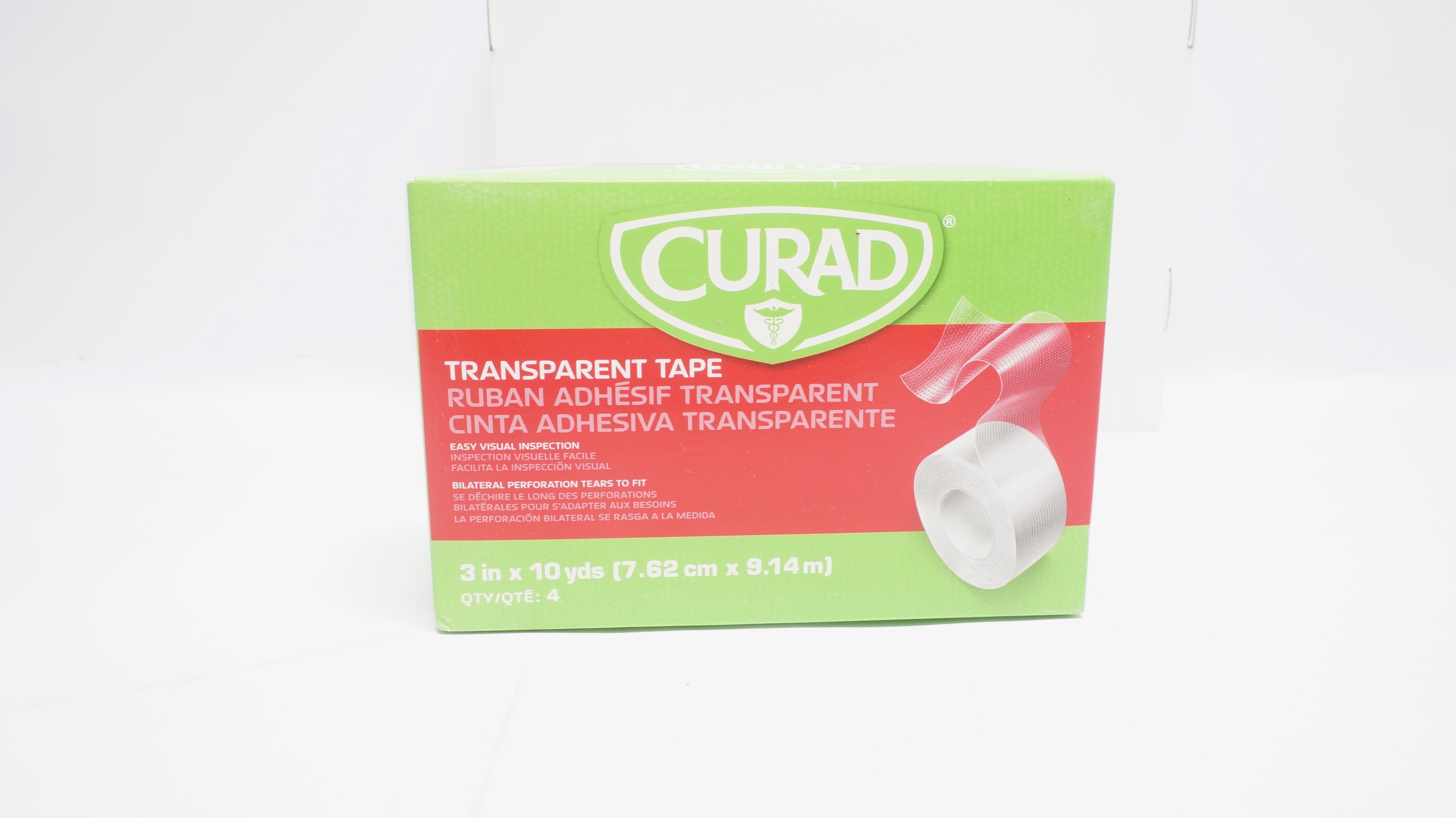Medline NON270203 Curad Transparent Tape 3inch x 10yds - Box of 4