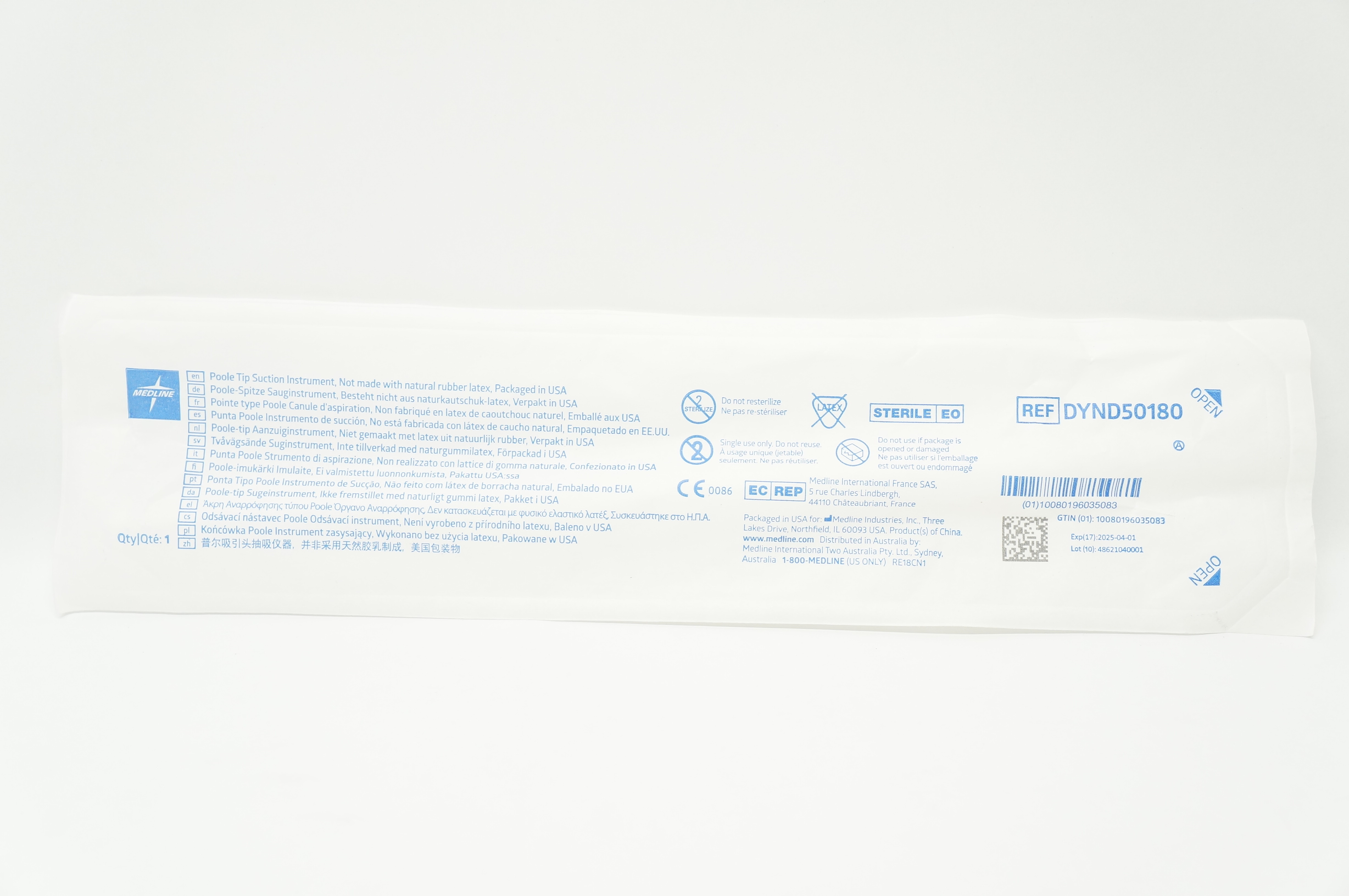 Medline DYND50180 Poole Tip Suction Instrument